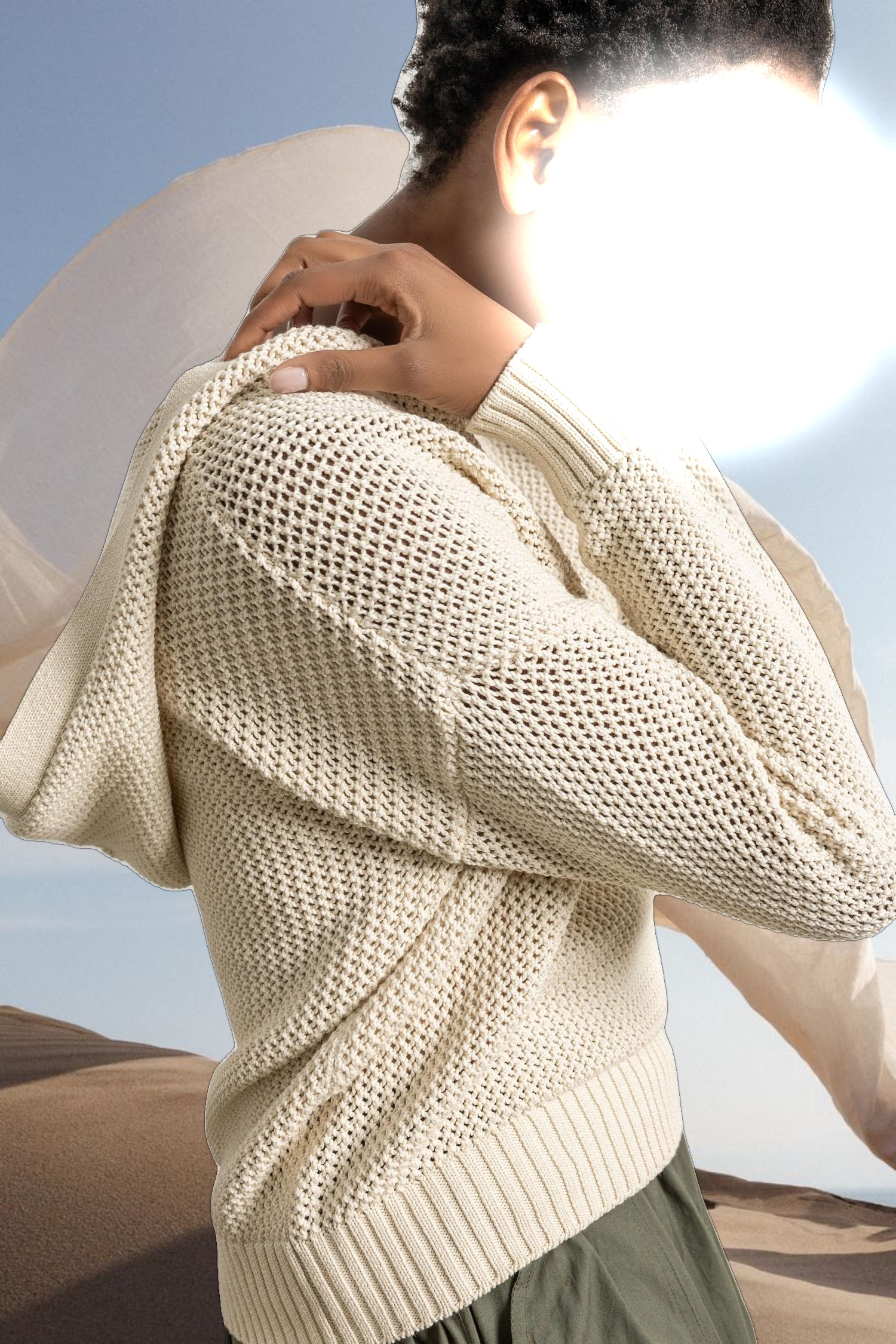 Hooded Split Neck Sweater