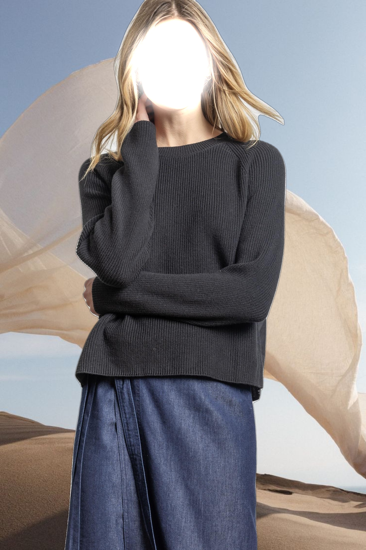 Mixed Media Raglan Sweater