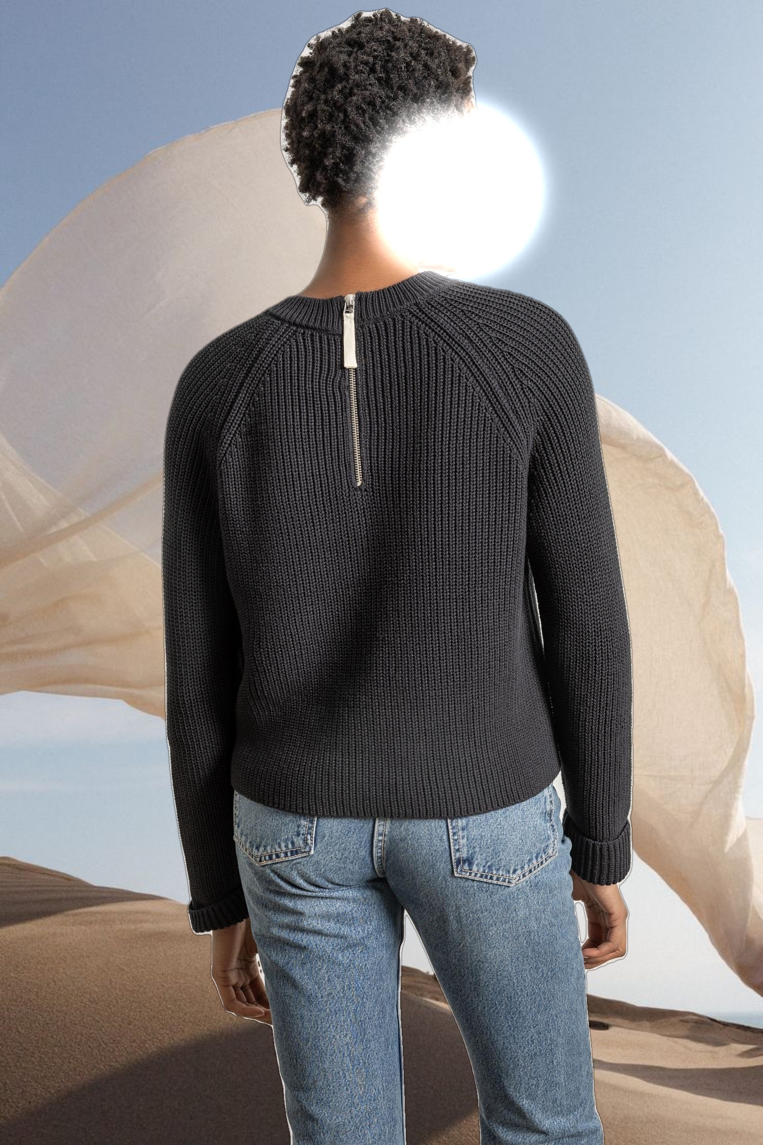 Zip Back Raglan Sweater