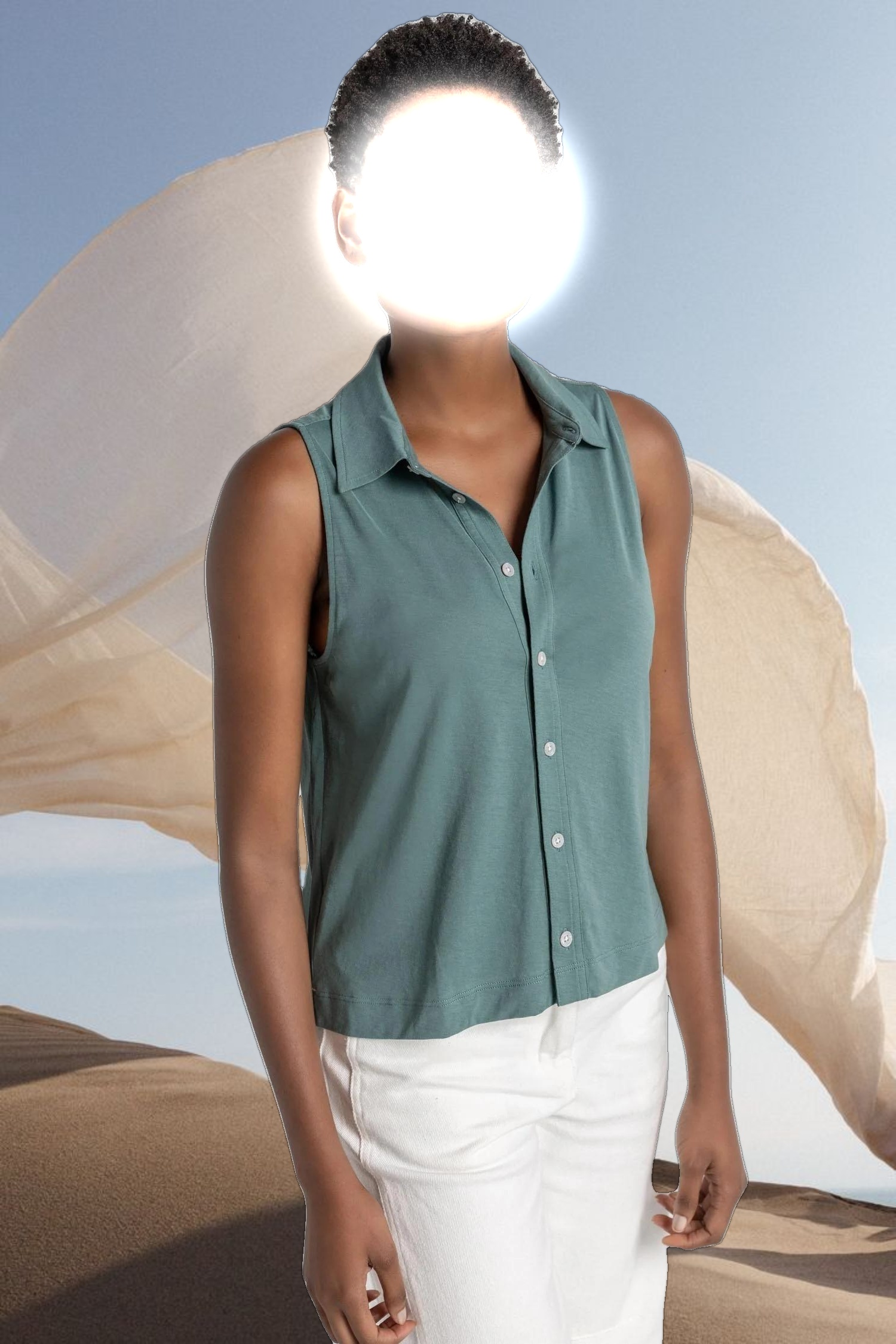 Sleeveless Button Down