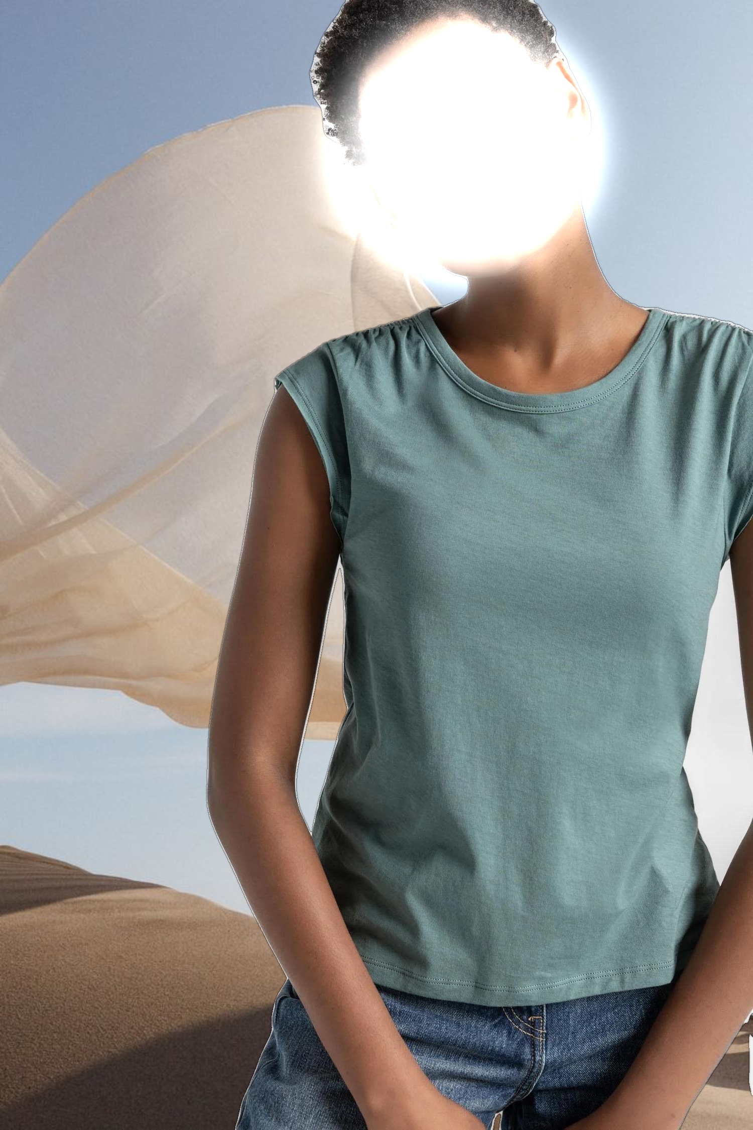 Shirred Shoulder Tee