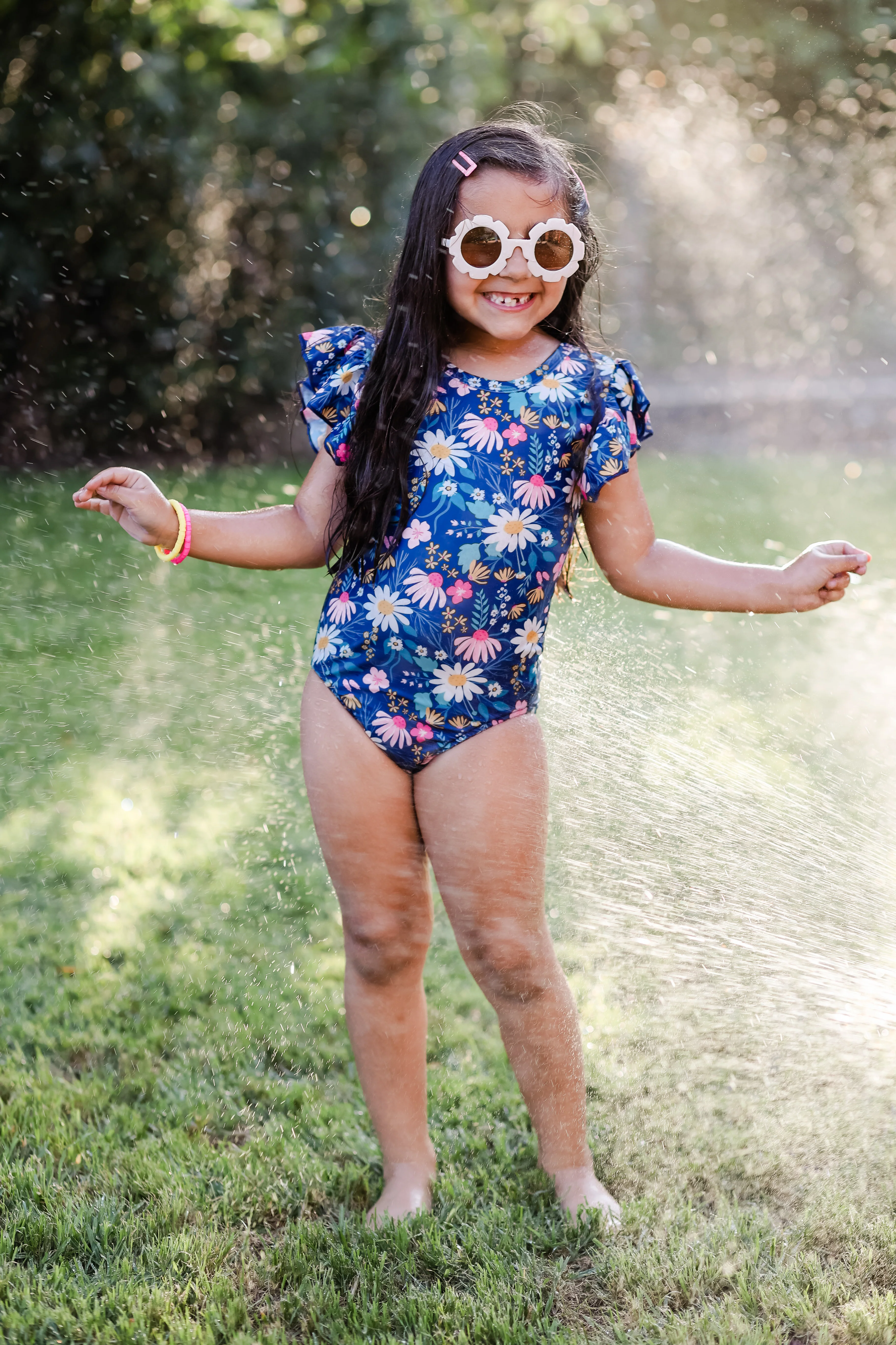 NAVY FLORAL ONE PIECE  SWIMSUIT