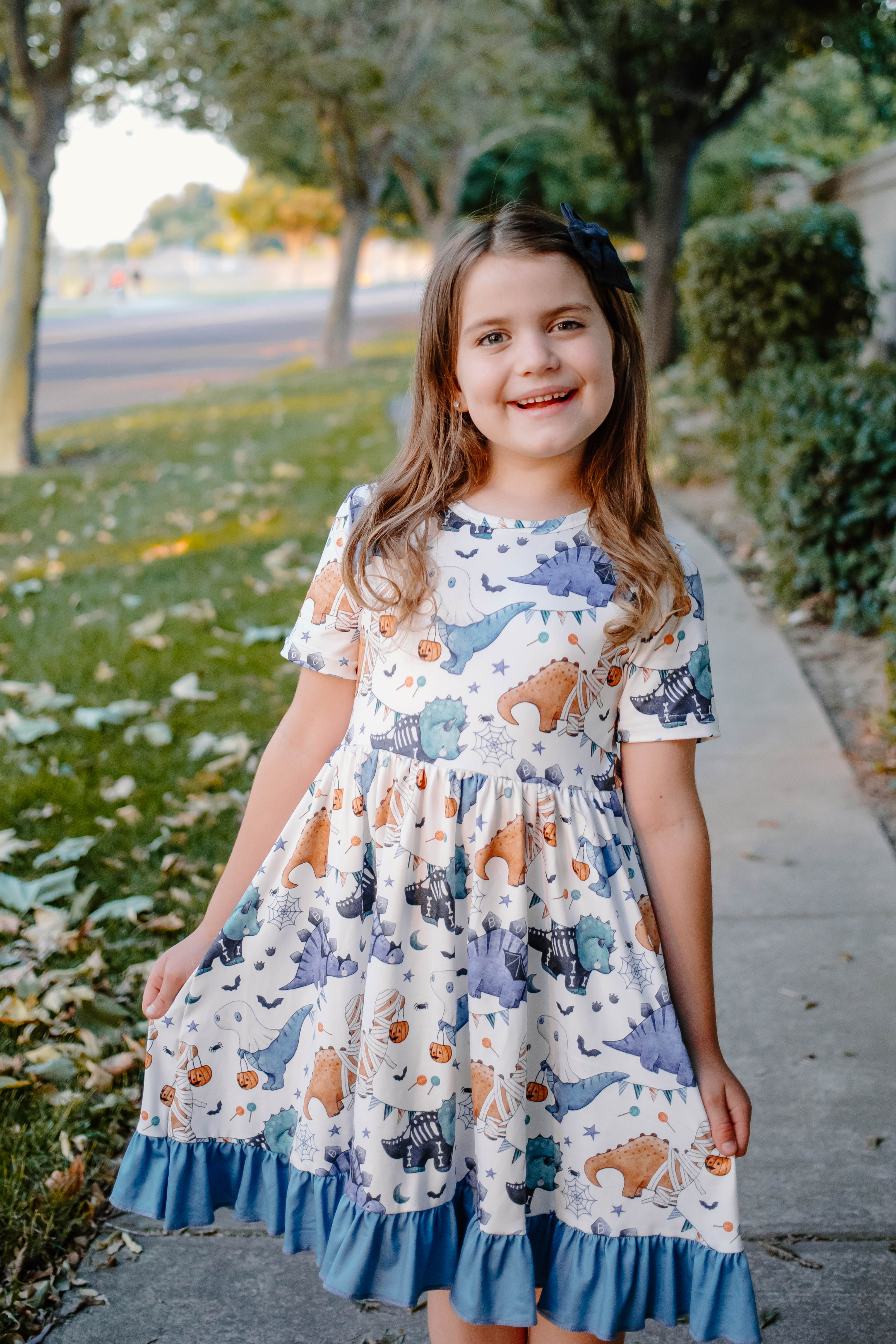 HALLOWEEN DINO RUFFLE DRESS