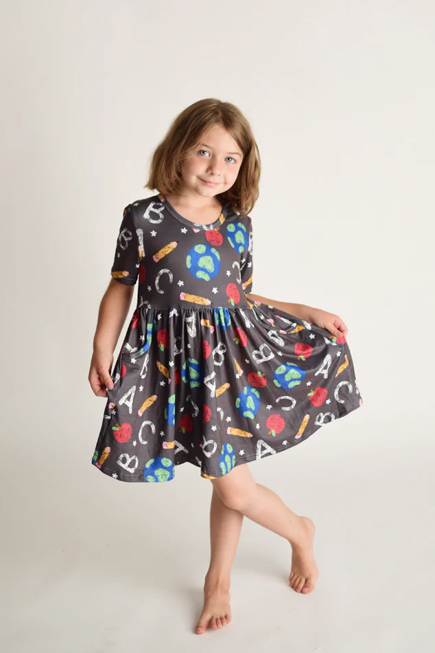 BACK TO SCHOOL CHALKBOARD DRESS WITH POCKETS