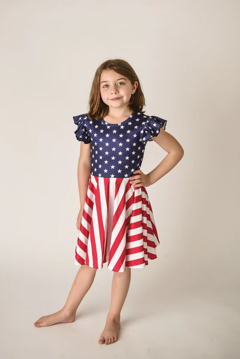 PATRIOTIC STAR & STRIPE TWIRLY DRESS