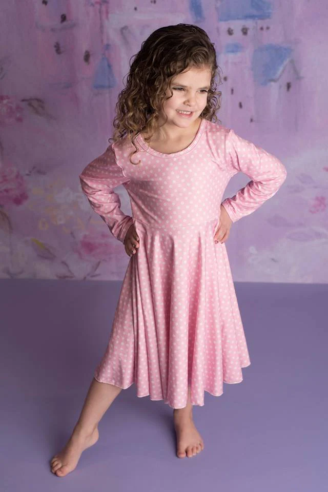 POLKA PINK TWIRLY DRESS