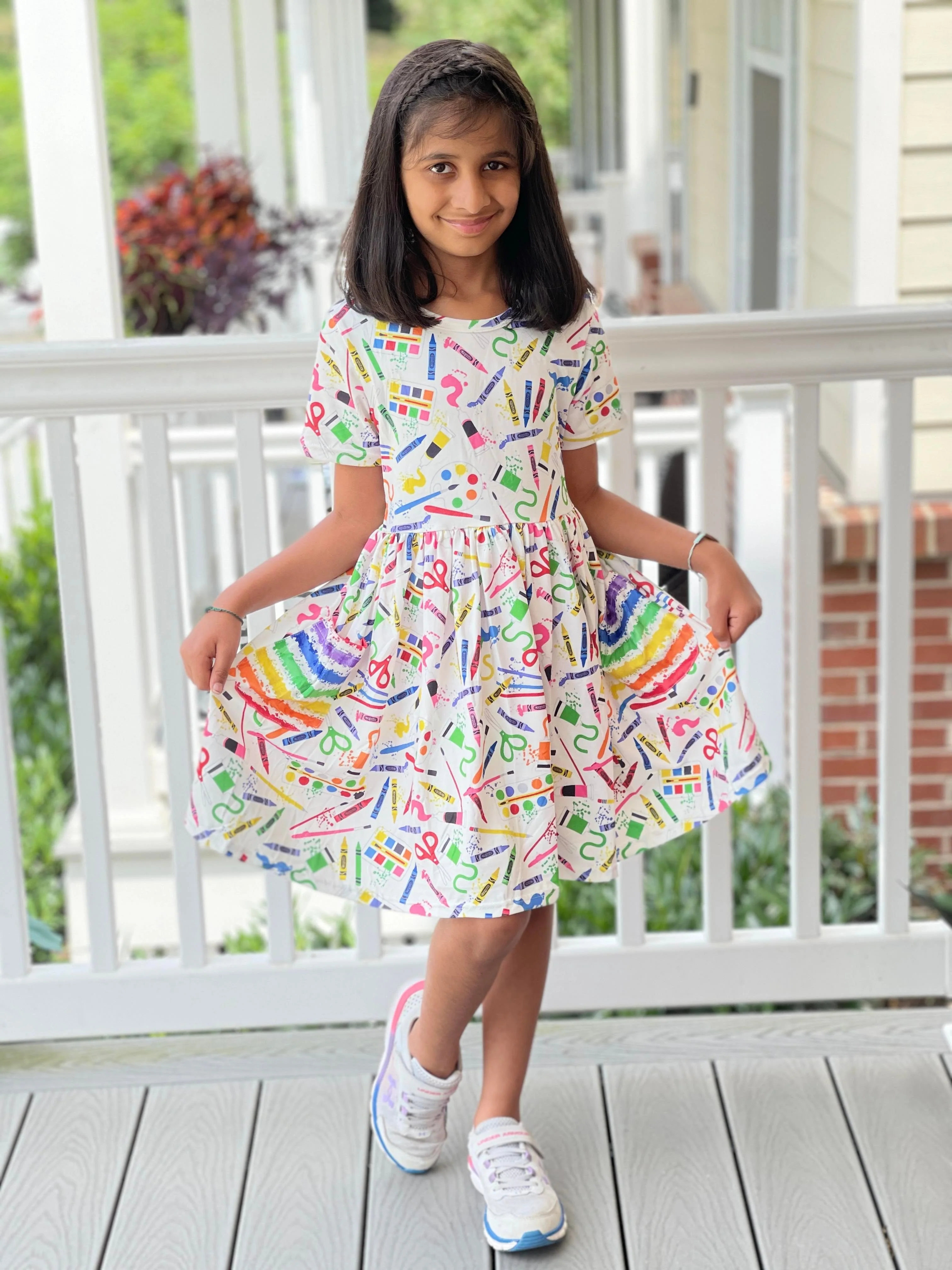 BACK TO SCHOOL ART SUPPLIES DRESS WITH POCKETS PRESALE