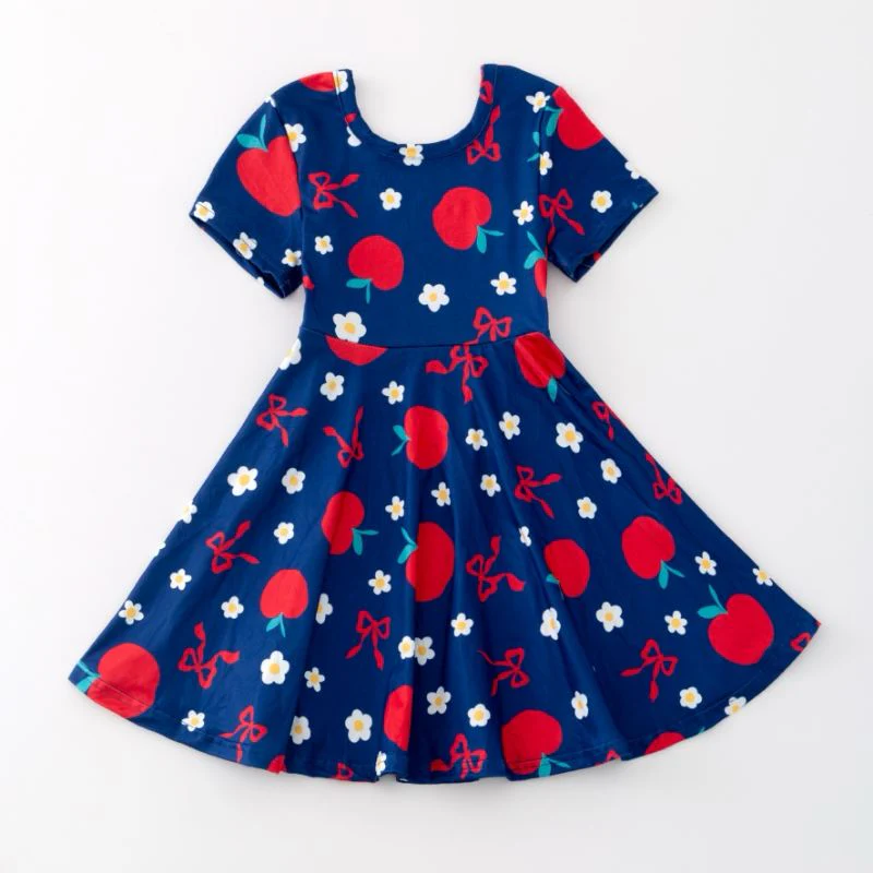 NAVY APPLE BACK TO SCHOOL DRESS