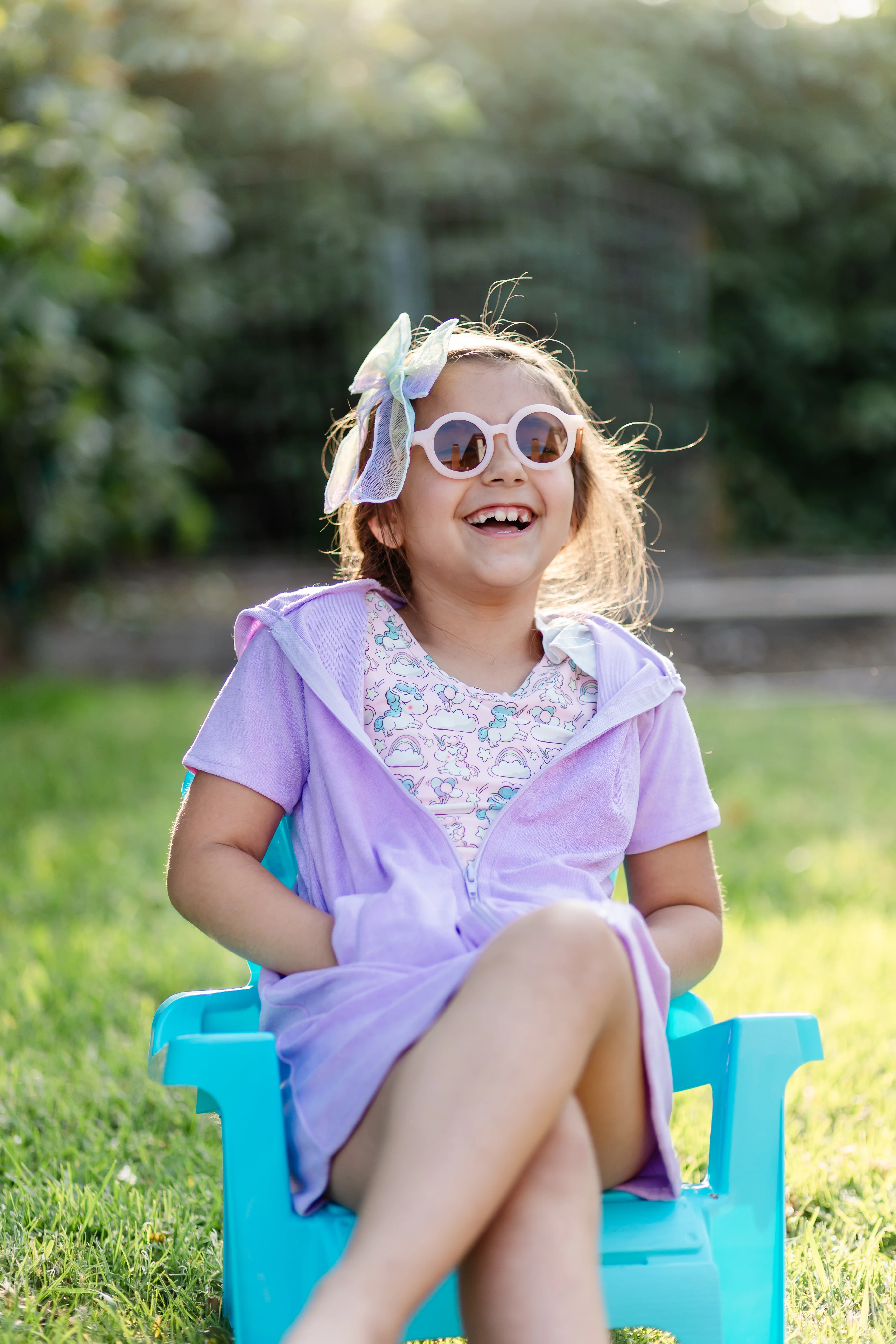 LIGHT PURPLE HOODED AND POCKETS SWIM COVER UP