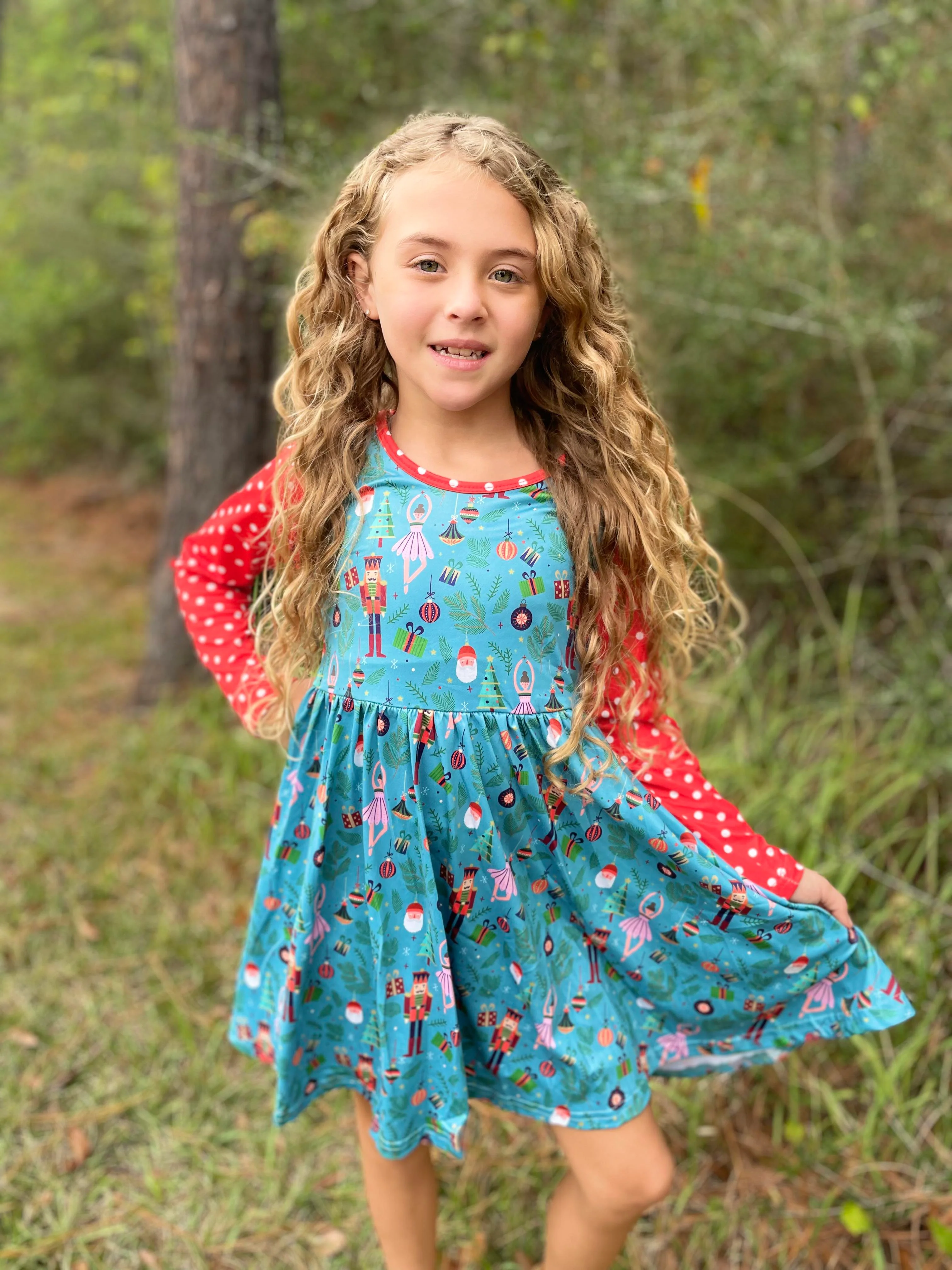 BALLERINA RED POLKA SLEEVES DRESS