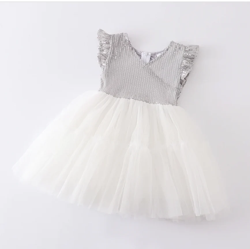 WHITE SPARKLE TULLE DRESS