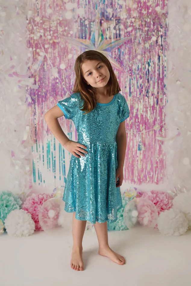 EVA TEAL SPARKLE DRESS