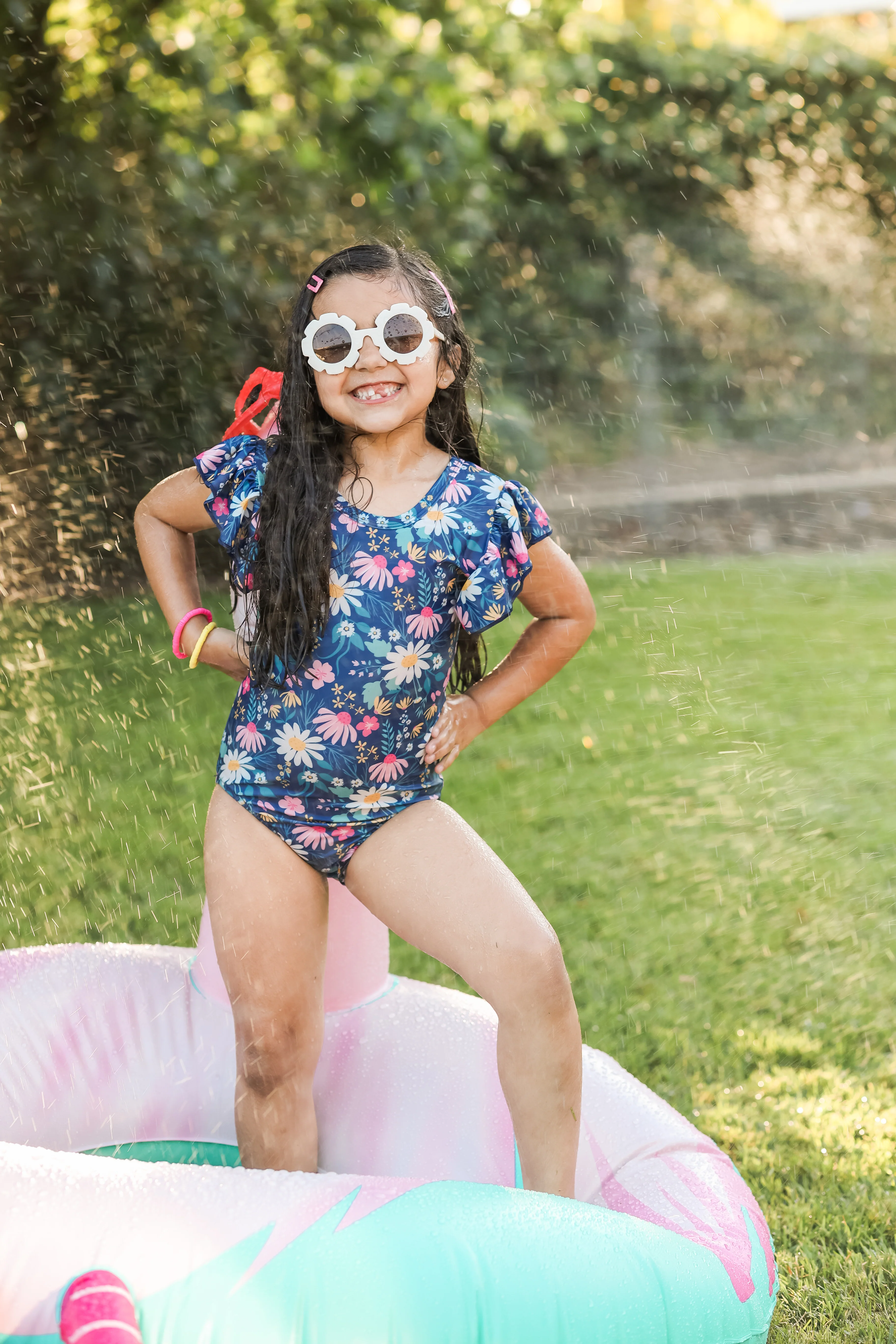 NAVY FLORAL ONE PIECE  SWIMSUIT