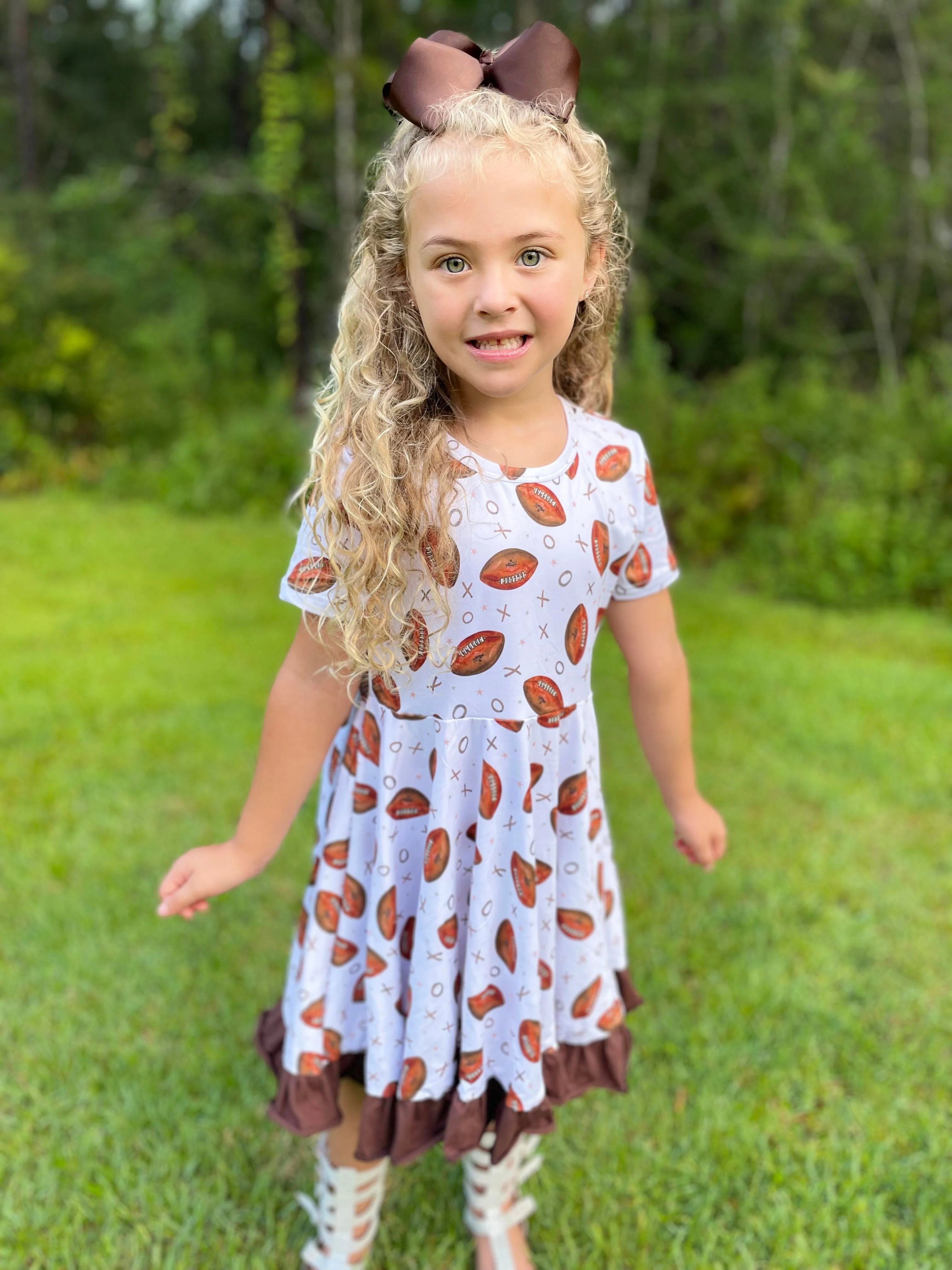 FOOTBALL BROWN RUFFLE DRESS