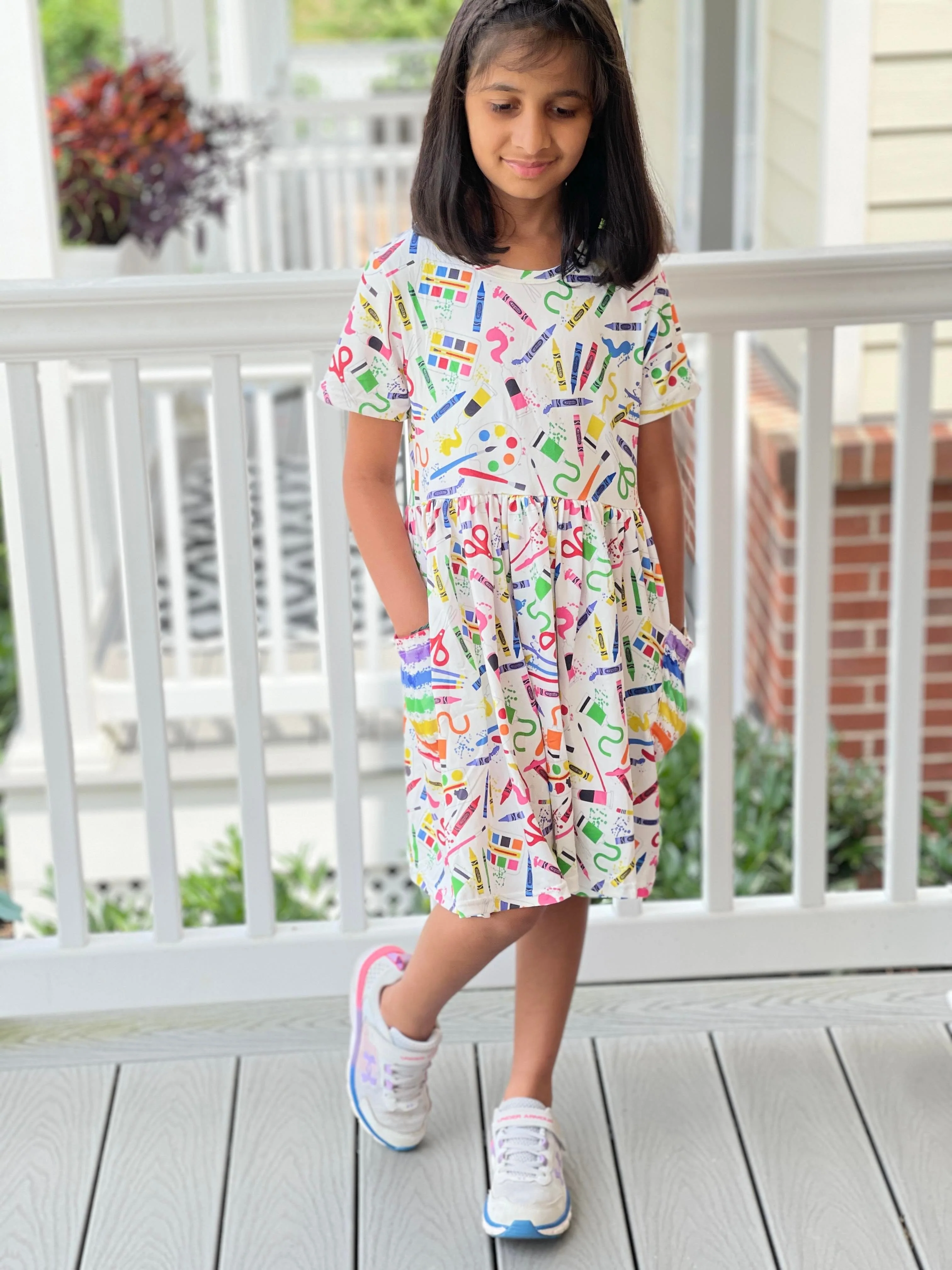 BACK TO SCHOOL ART SUPPLIES DRESS WITH POCKETS PRESALE