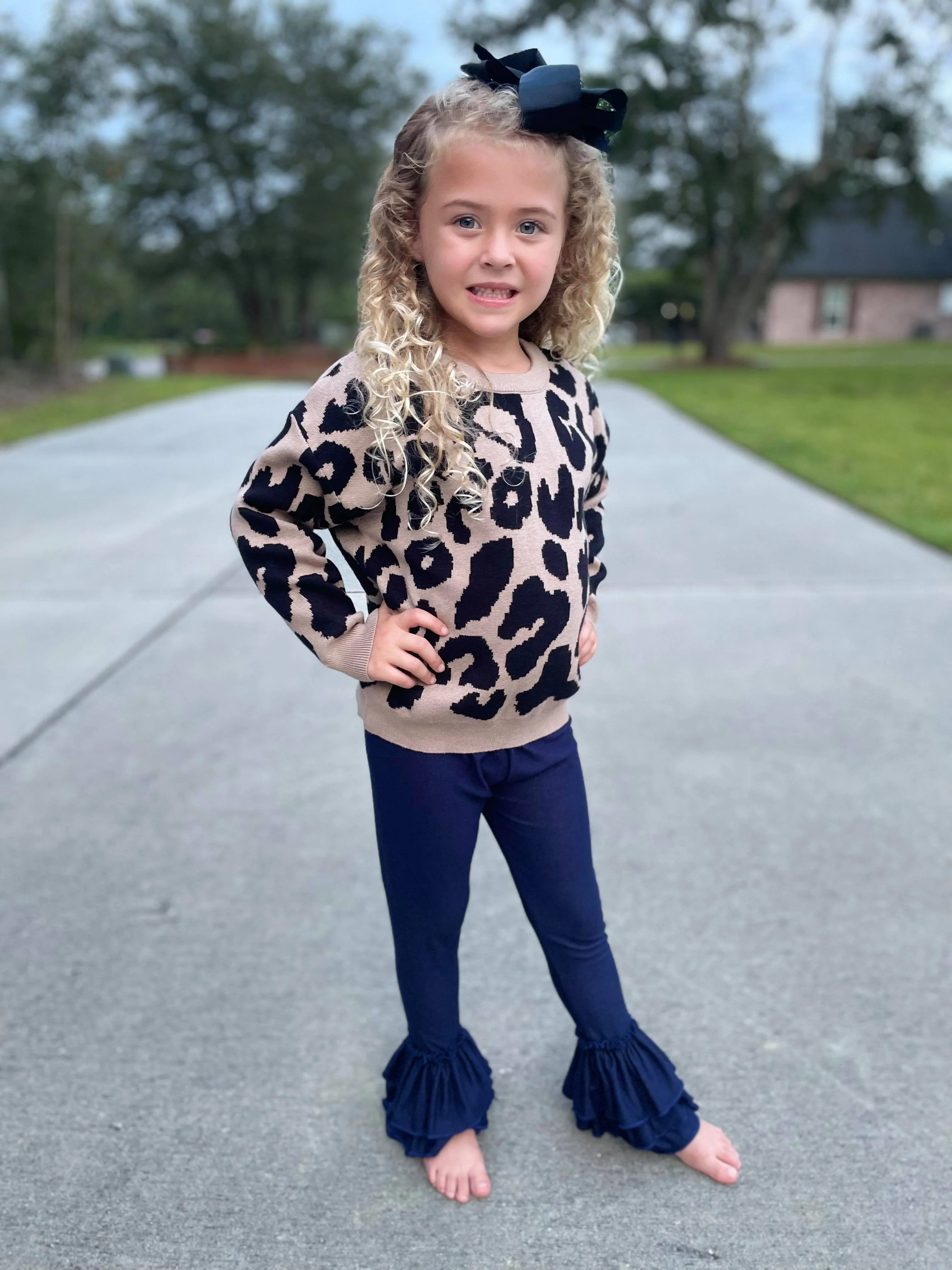 ANIMAL PRINT SWEATER - TAN