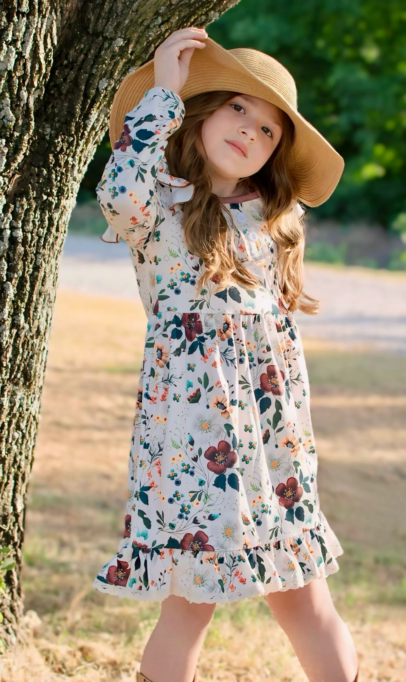 FALL FLORAL LONG SLEEVES DRESS