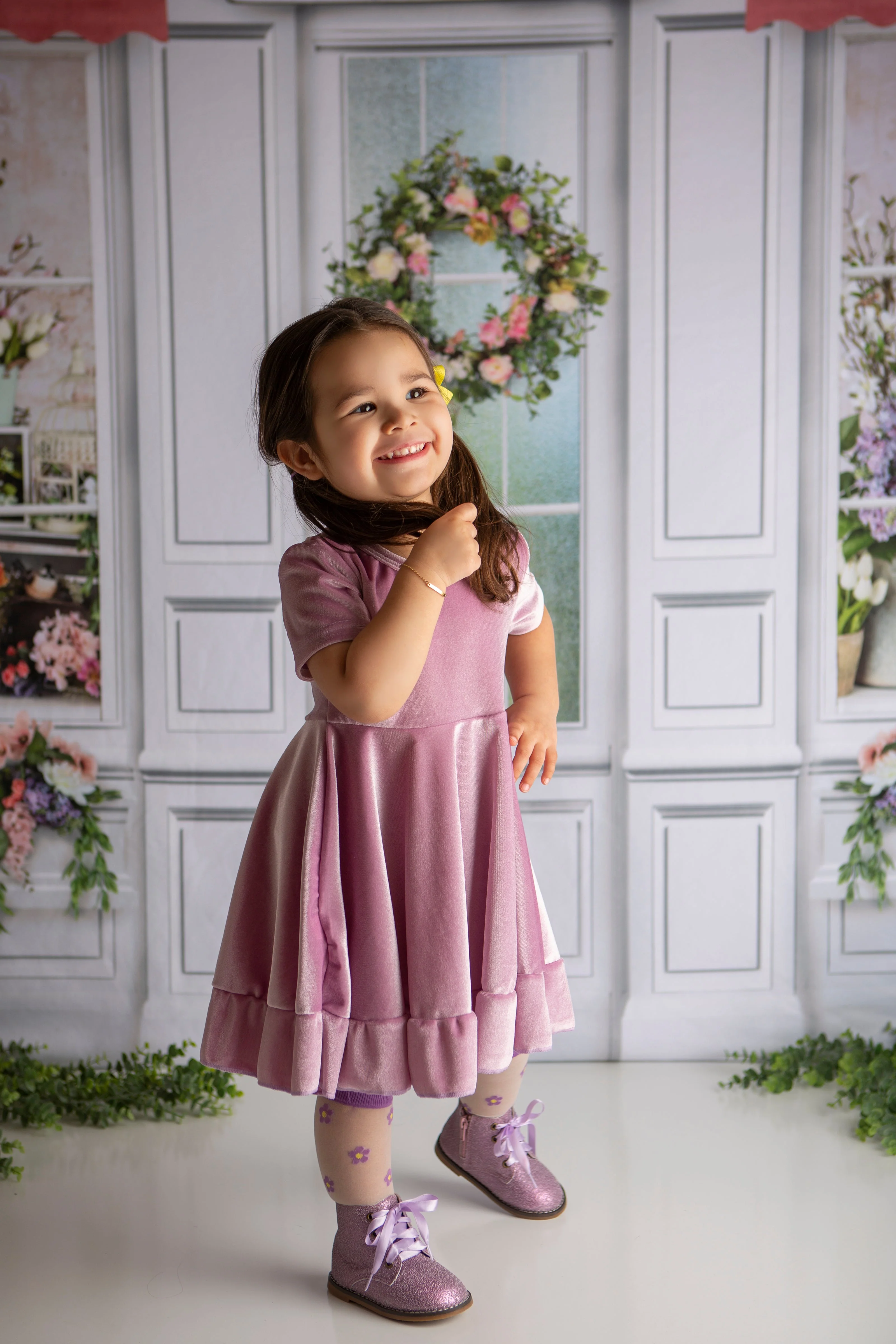 ELIZE LAVENDER WILDFLOWER TWIRL DRESS