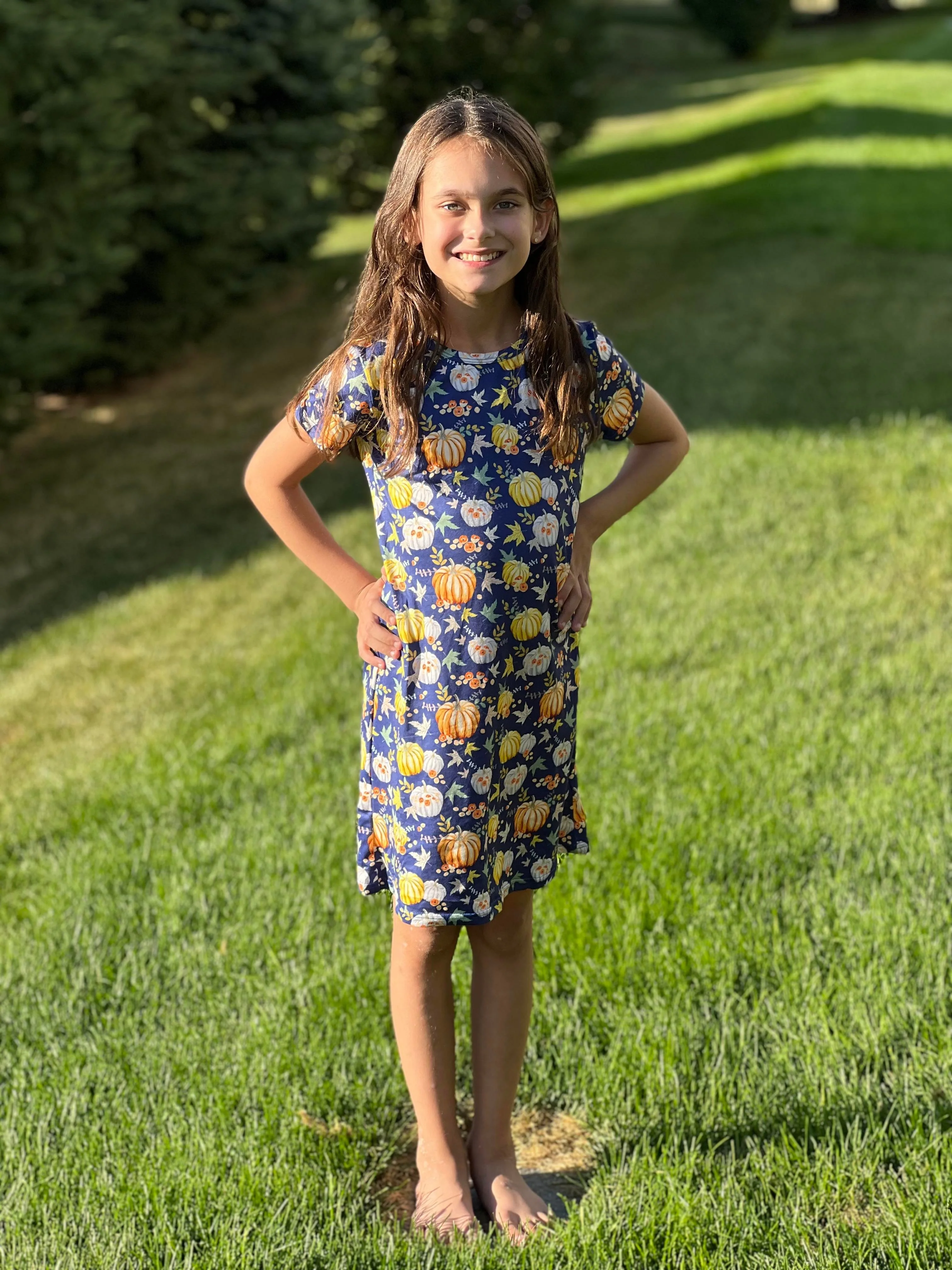 NAVY PUMPKIN TSHIRT DRESS