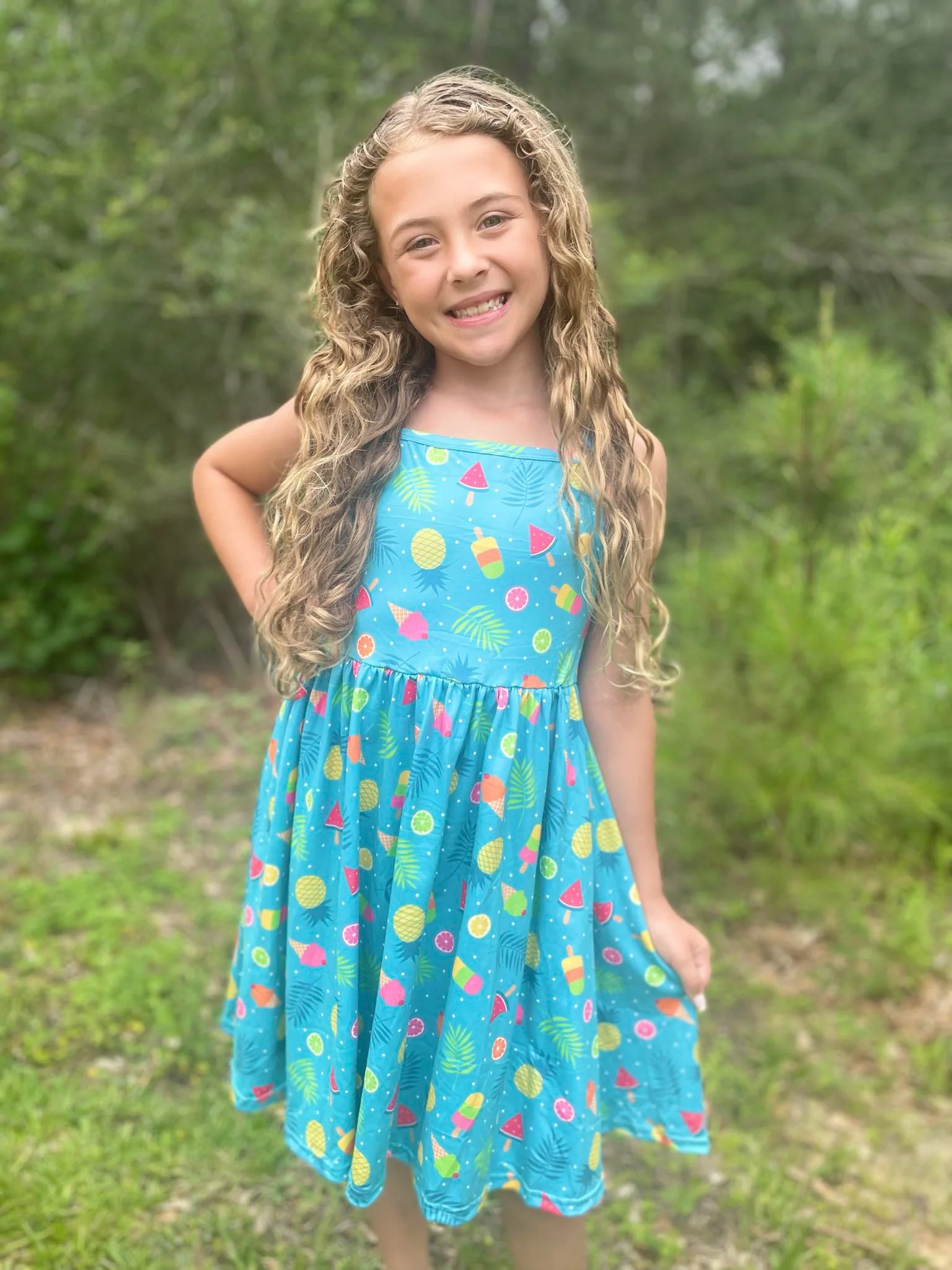 SUMMER FRUITS TANK TWIRL  DRESS