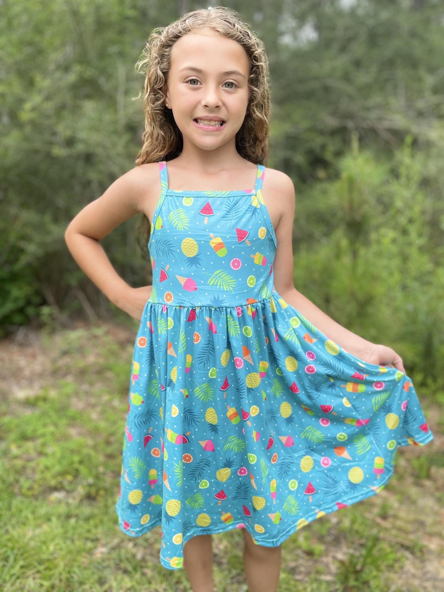 SUMMER FRUITS TANK TWIRL  DRESS