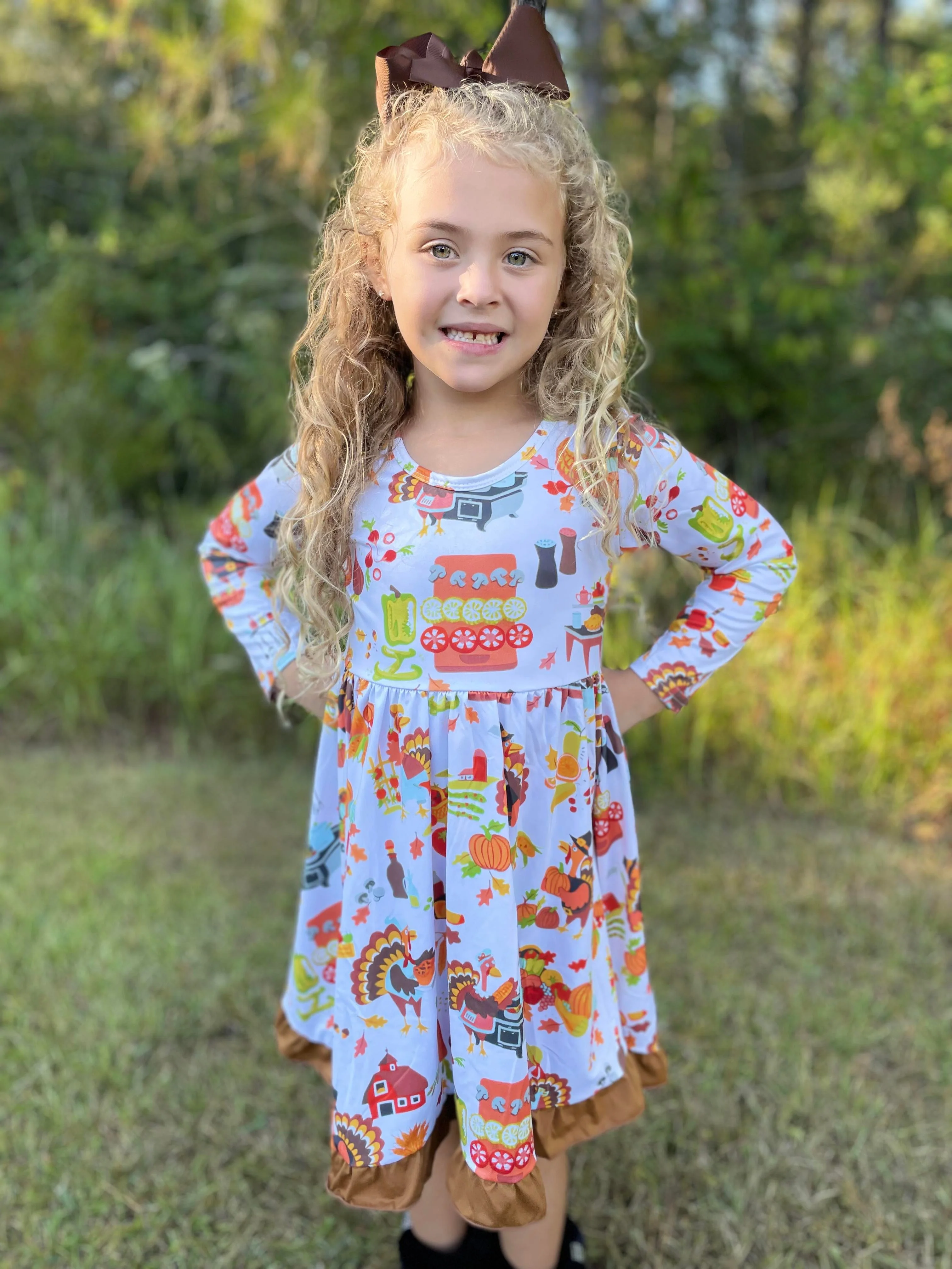 THANKSGIVING FEAST LONG SLEEVES DRESS