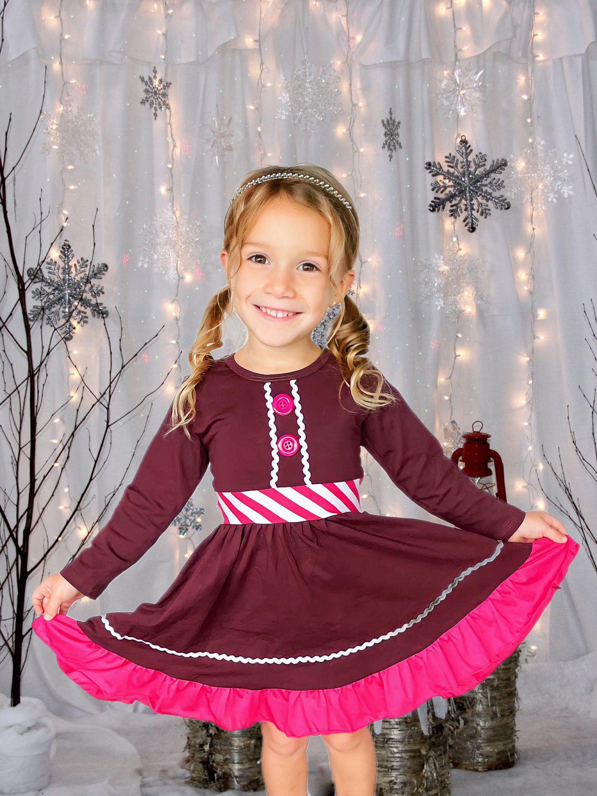 GINGERBREAD COOKIE GIRL TWIRLY DRESS