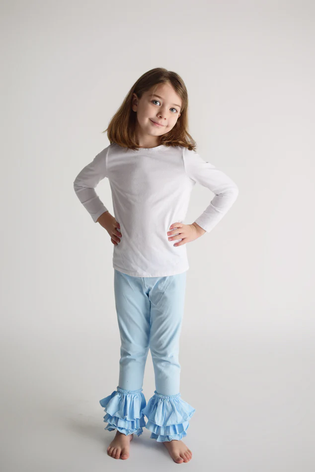LIGHT BLUE RUFFLE PANTS