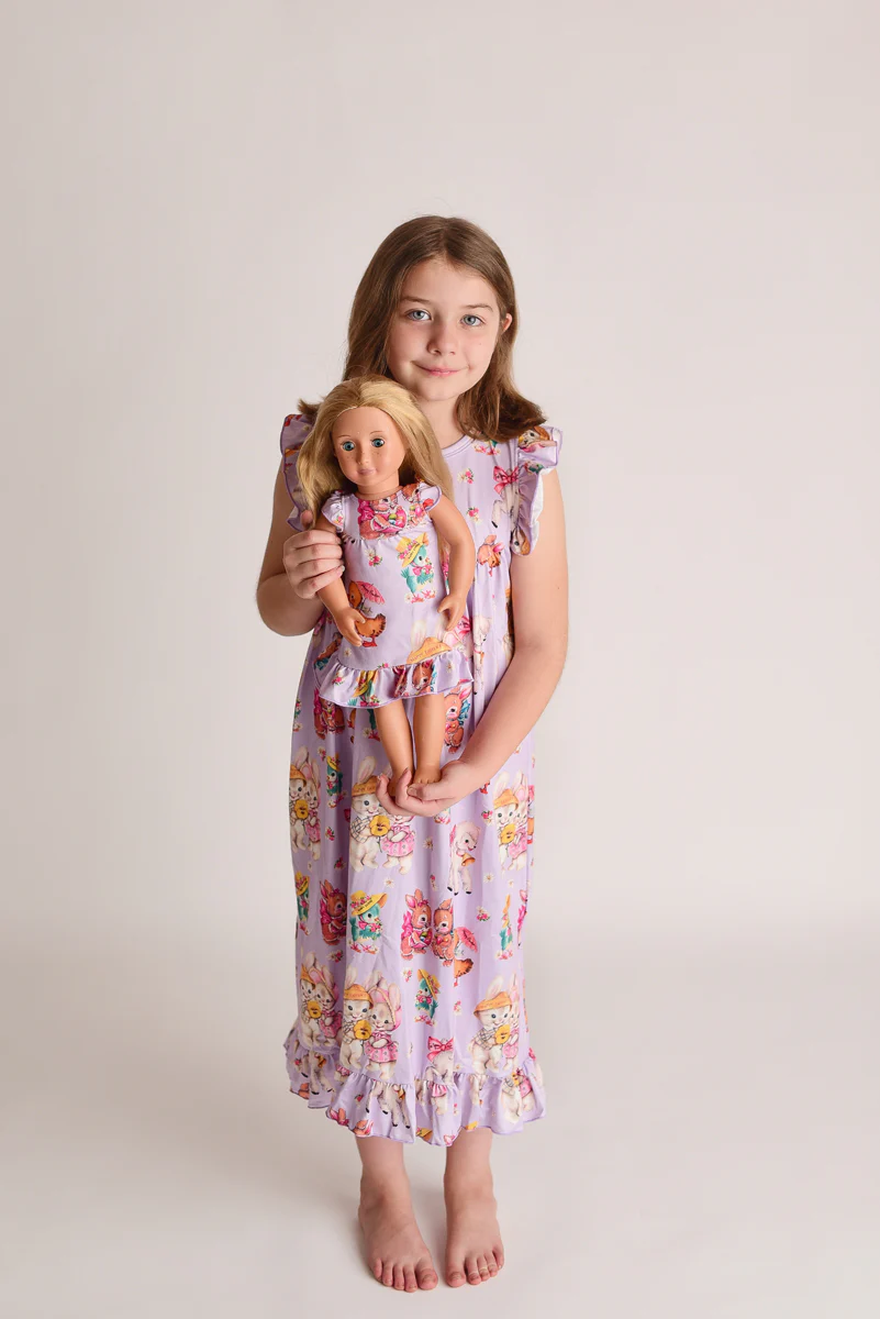 VINTAGE EASTER BUNNY NIGHTGOWN - PURPLE