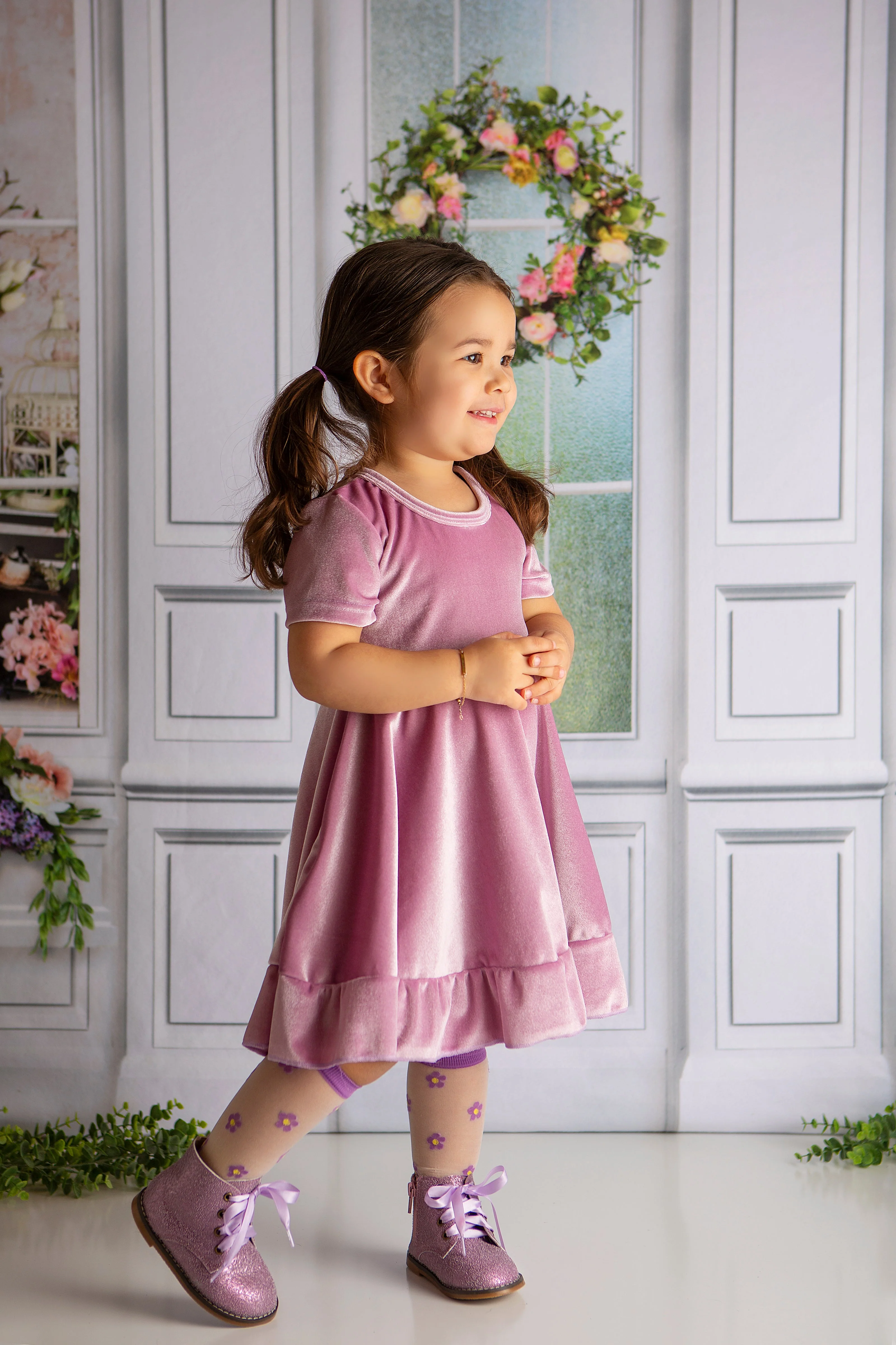 ELIZE LAVENDER WILDFLOWER TWIRL DRESS