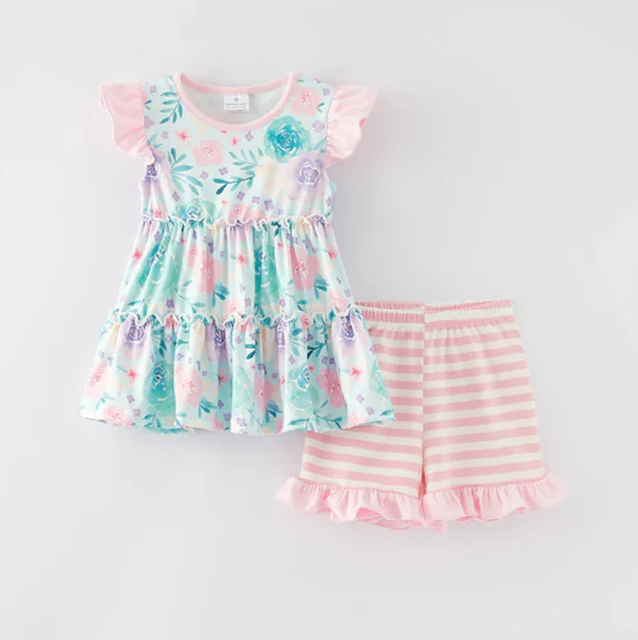 SPRING FLORAL SHORT SET