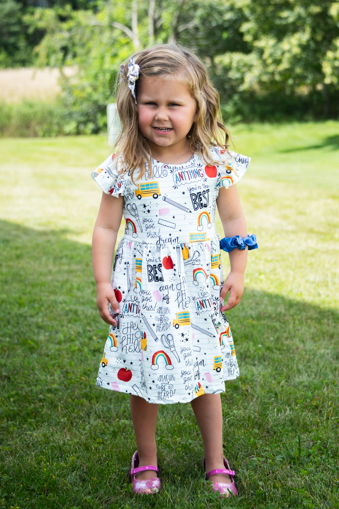 BACK TO SCHOOL RAINBOW FLUTTER DRESS