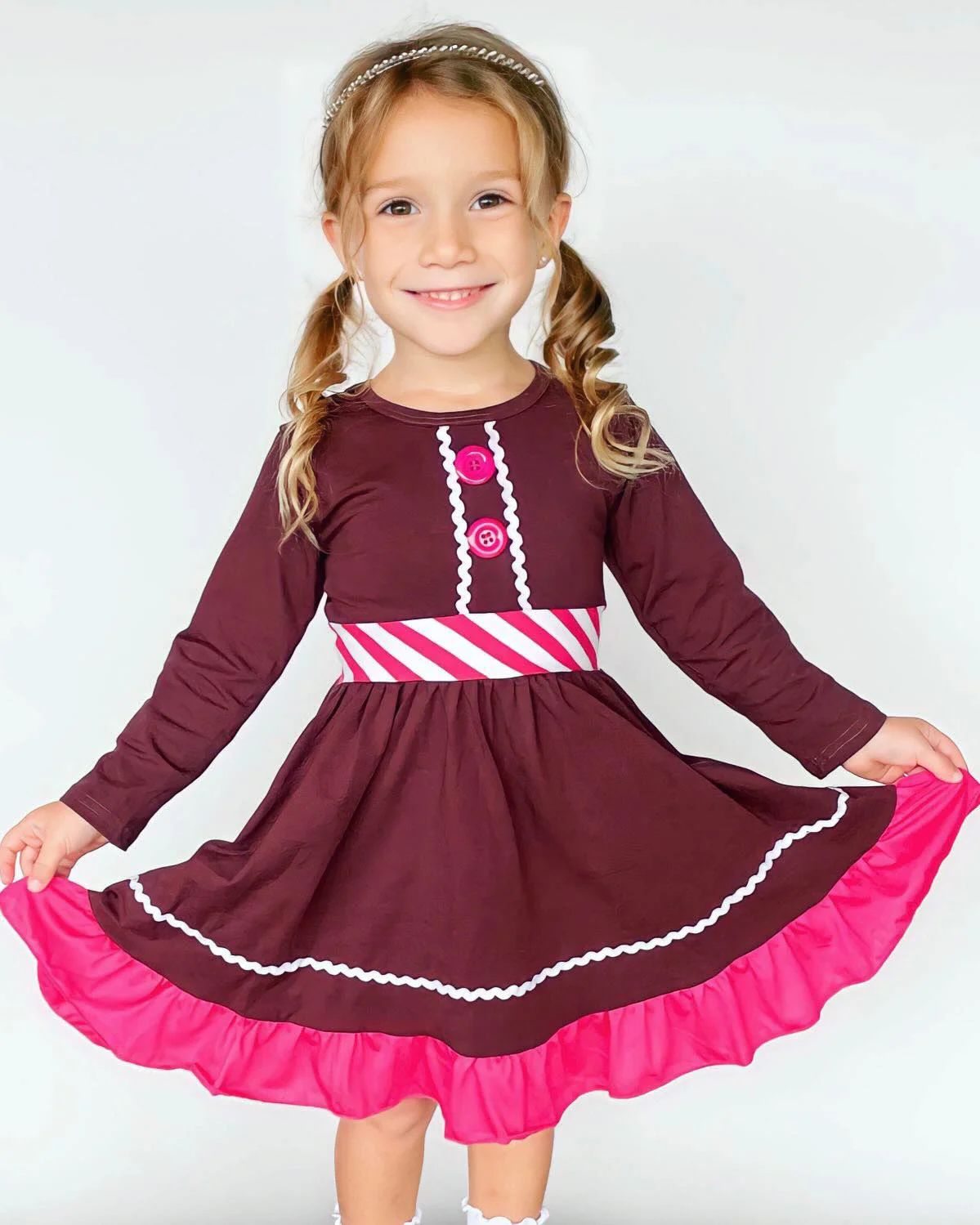 GINGERBREAD COOKIE GIRL TWIRLY DRESS