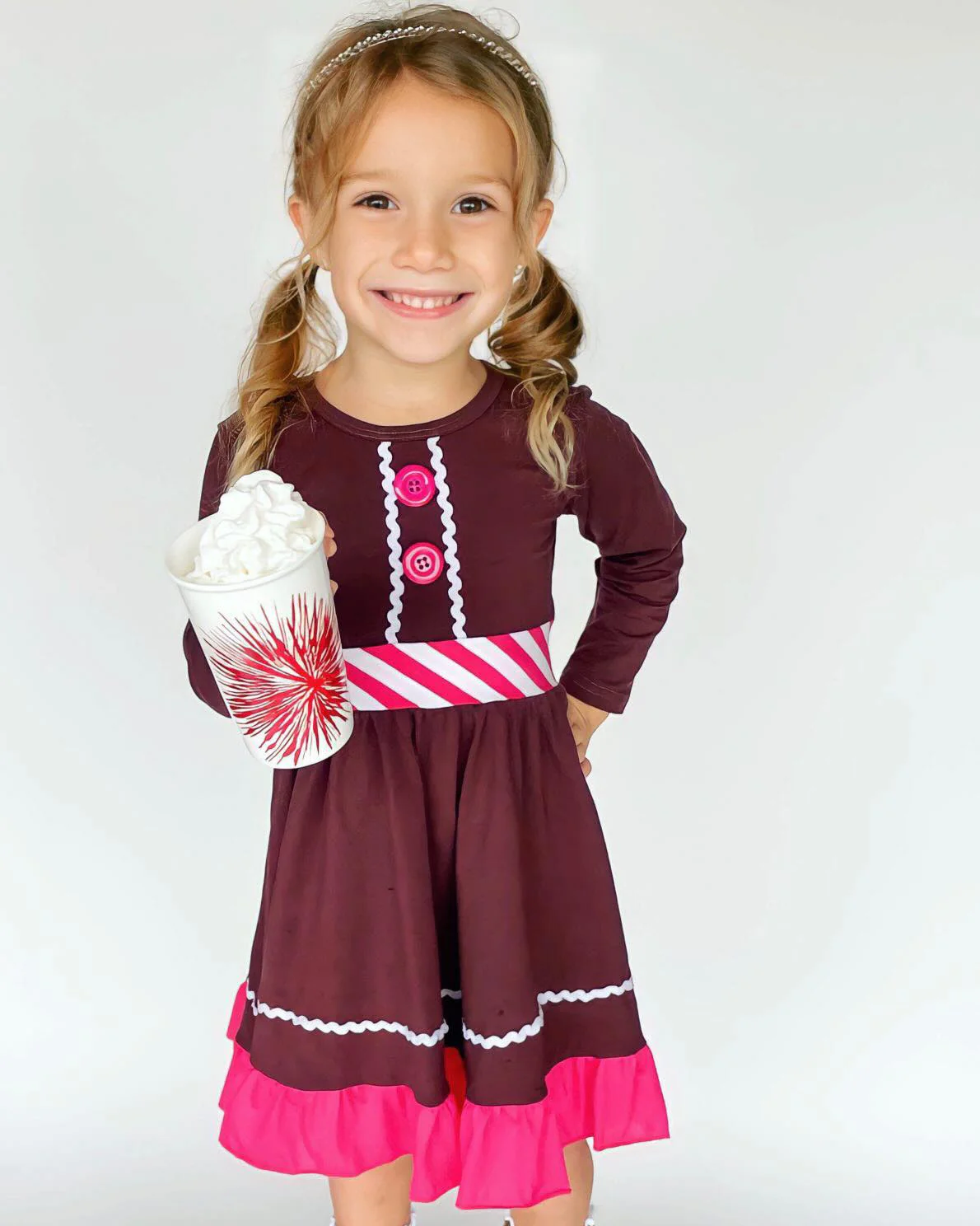 GINGERBREAD COOKIE GIRL TWIRLY DRESS