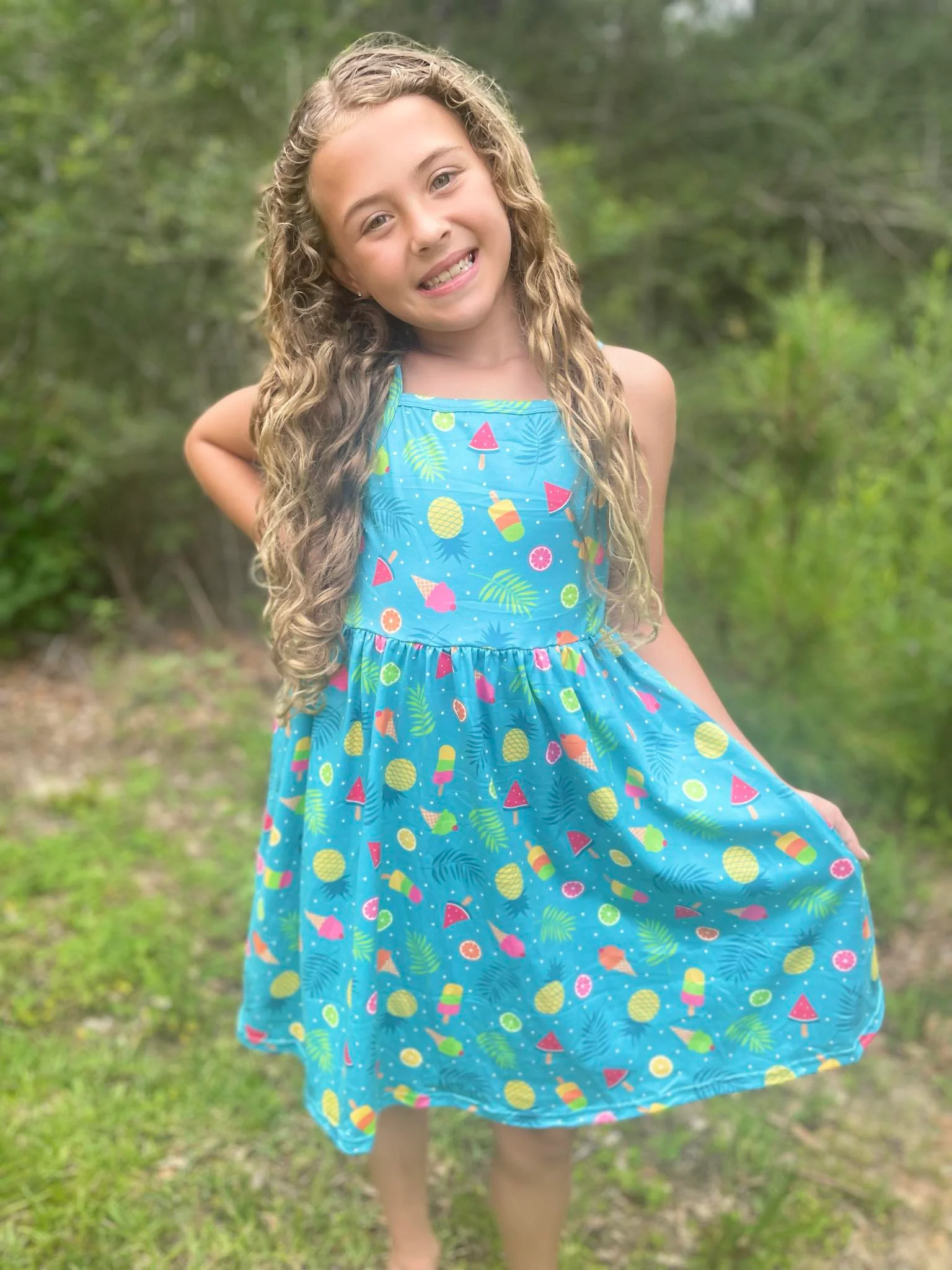 SUMMER FRUITS TANK TWIRL  DRESS