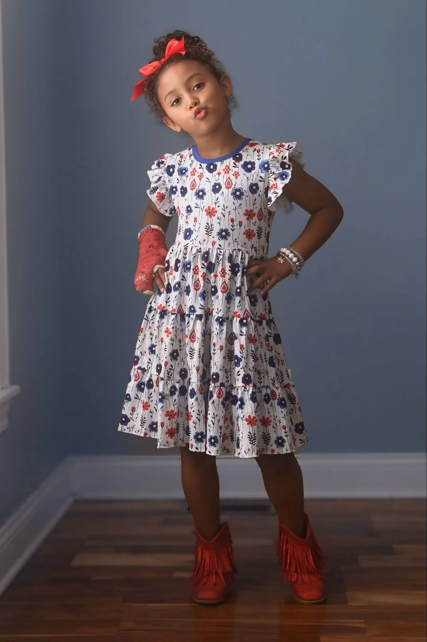 PATRIOTIC BLISS FLORAL DRESS
