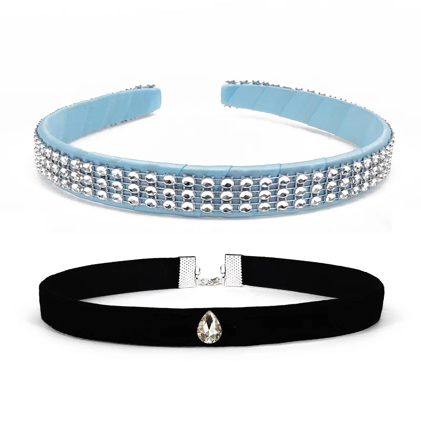 BLUE SHOE PRINCESS HEADBAND AND NECKLACE