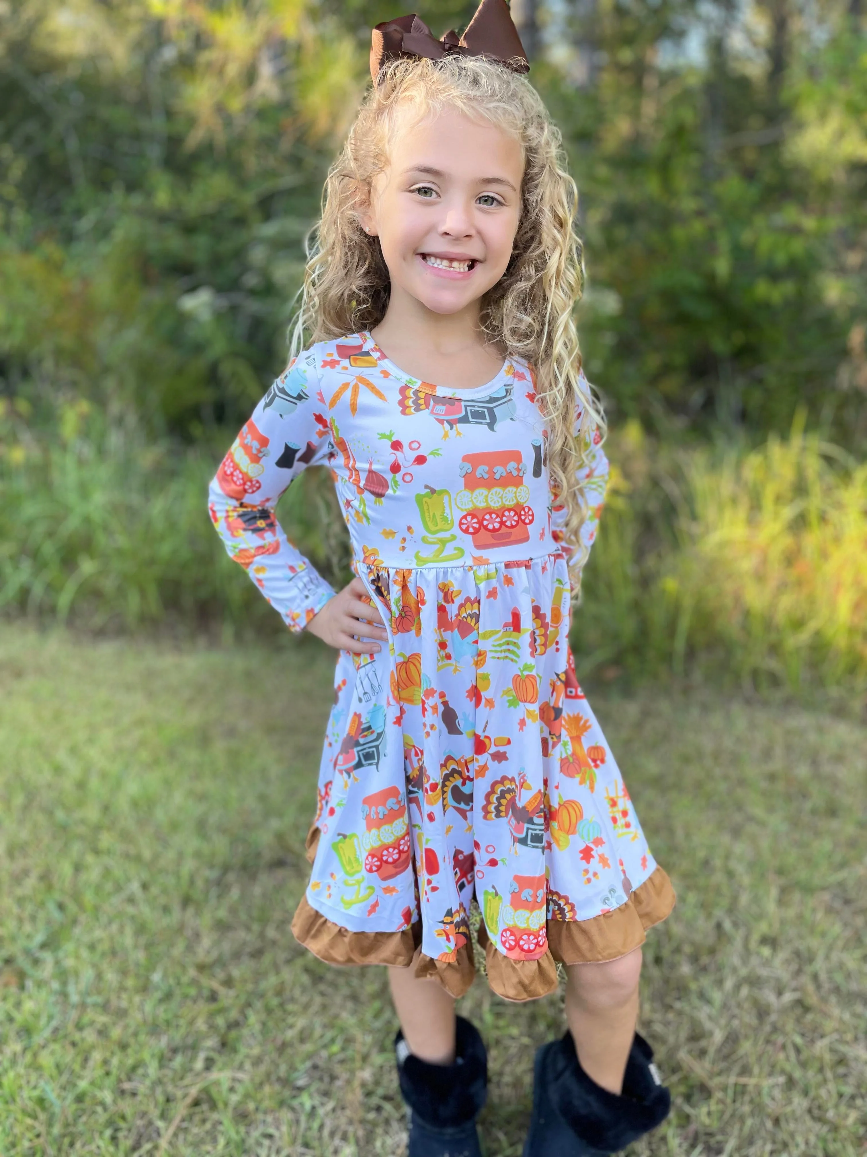 THANKSGIVING FEAST LONG SLEEVES DRESS