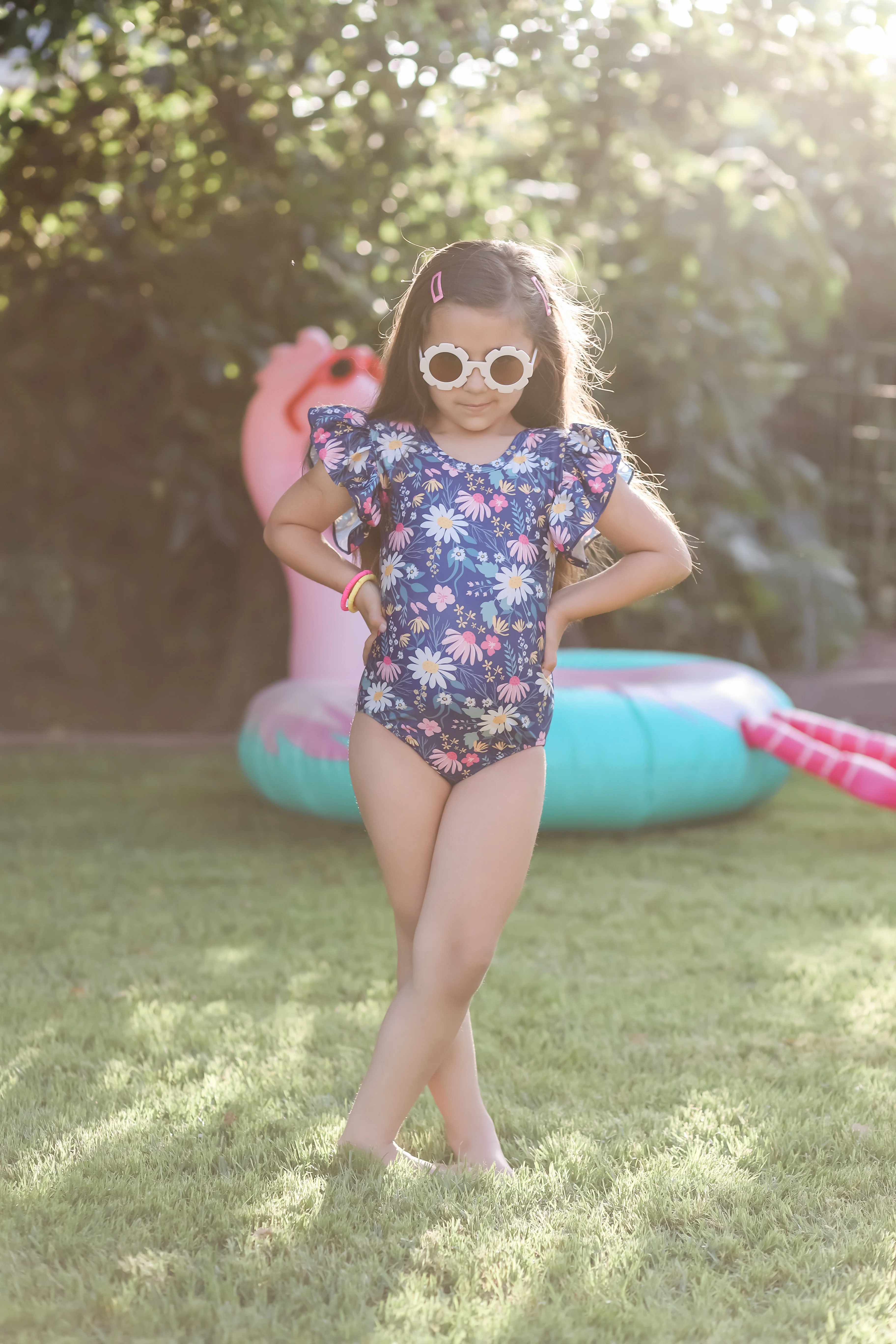 NAVY FLORAL ONE PIECE  SWIMSUIT