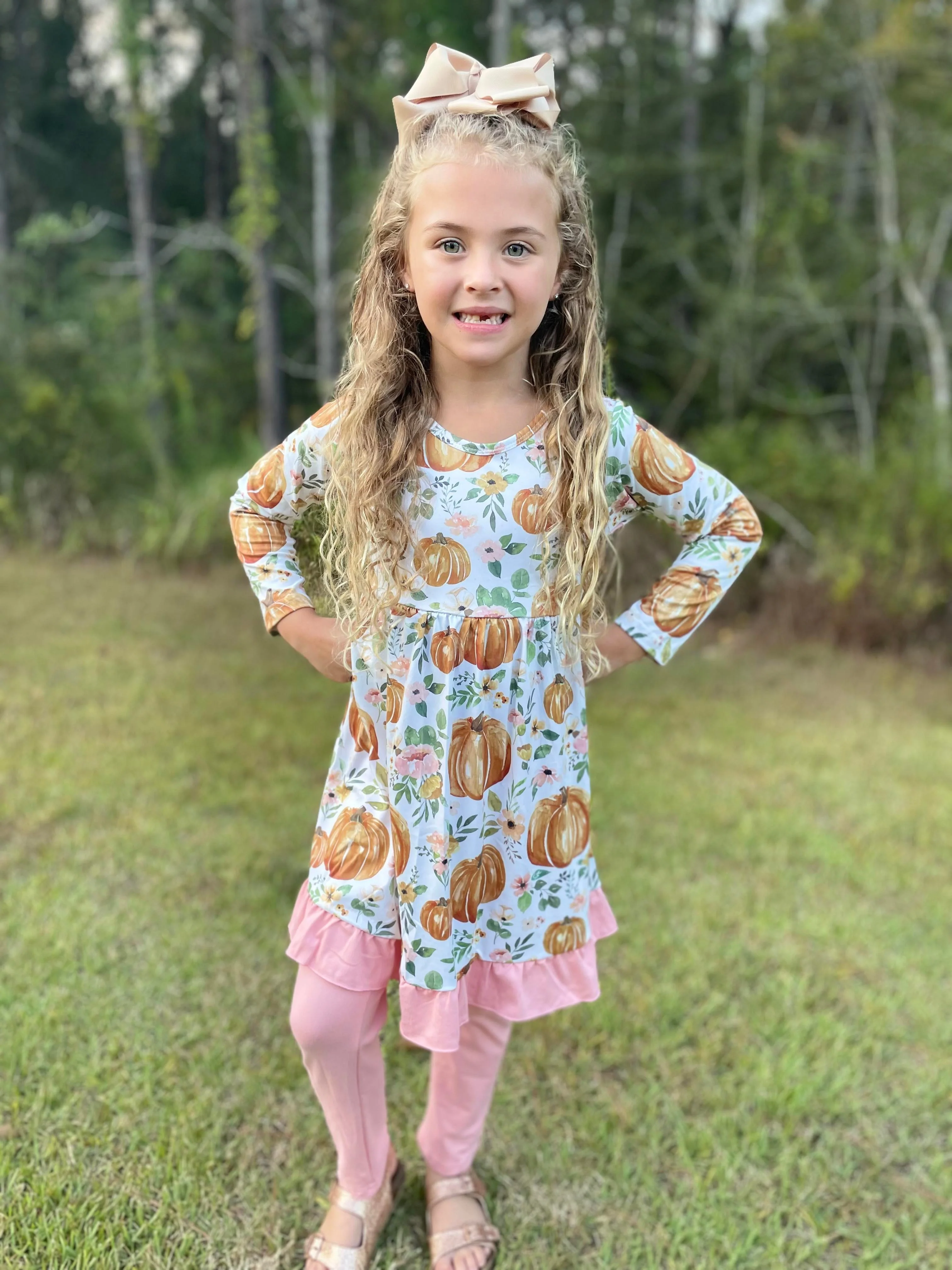 PUMPKIN & FLORAL LEGGINGS SET