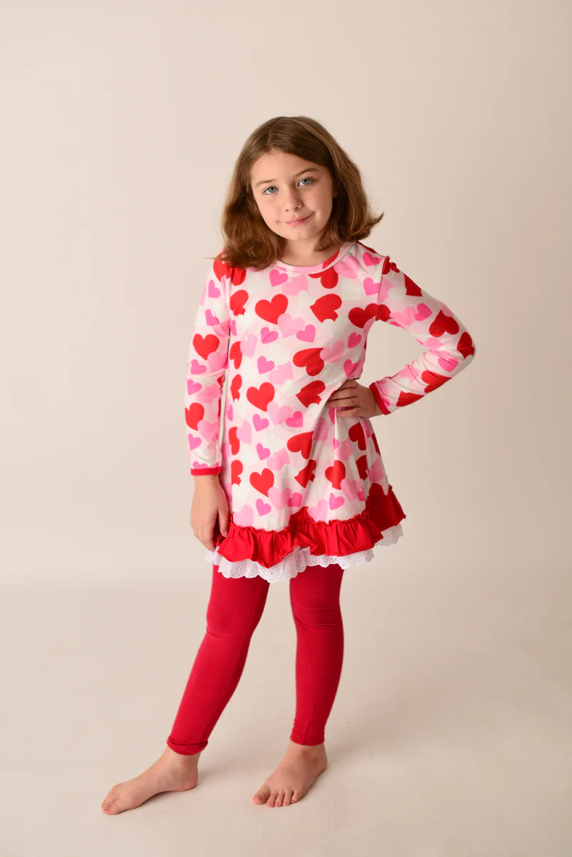 VALENTINE HEART TUNIC DRESS + MATCHING DOLL