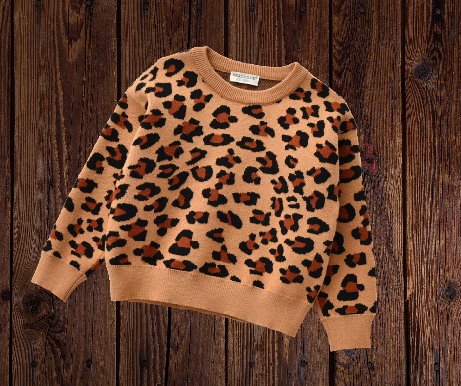 ANIMAL PRINT SWEATER - BROWN