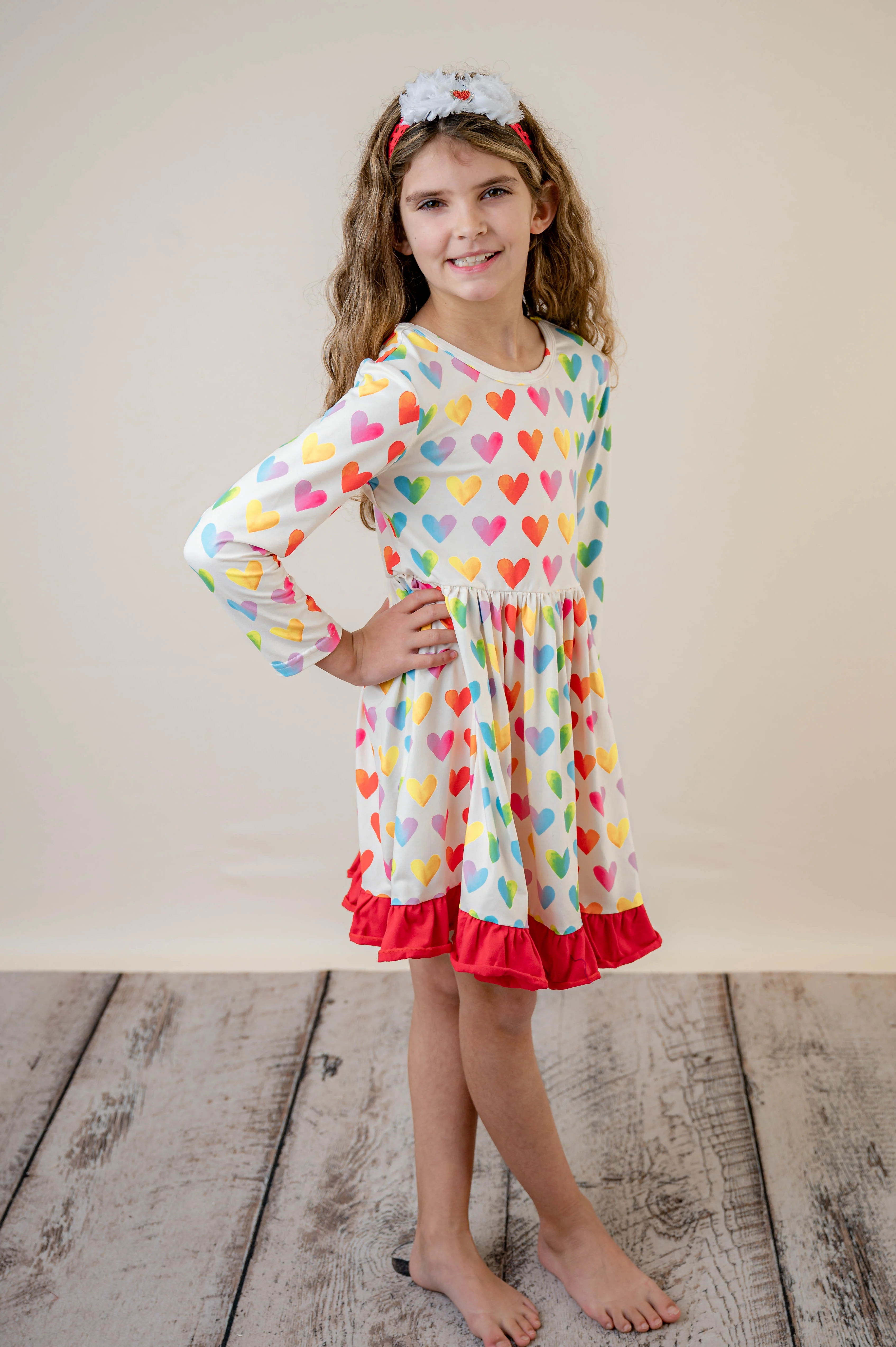 VALENTINE RAINBOW BOW DRESS
