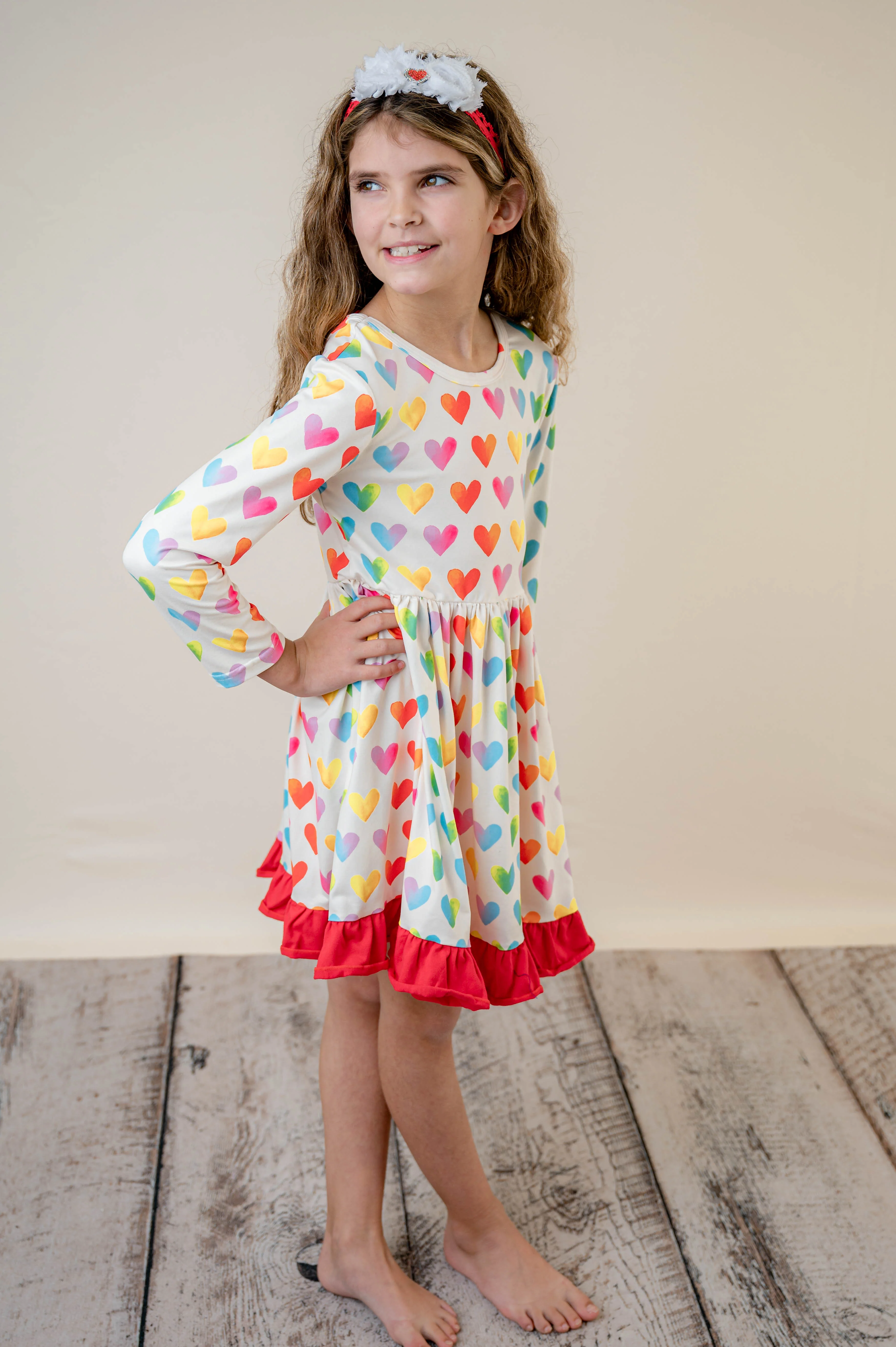 VALENTINE RAINBOW BOW DRESS