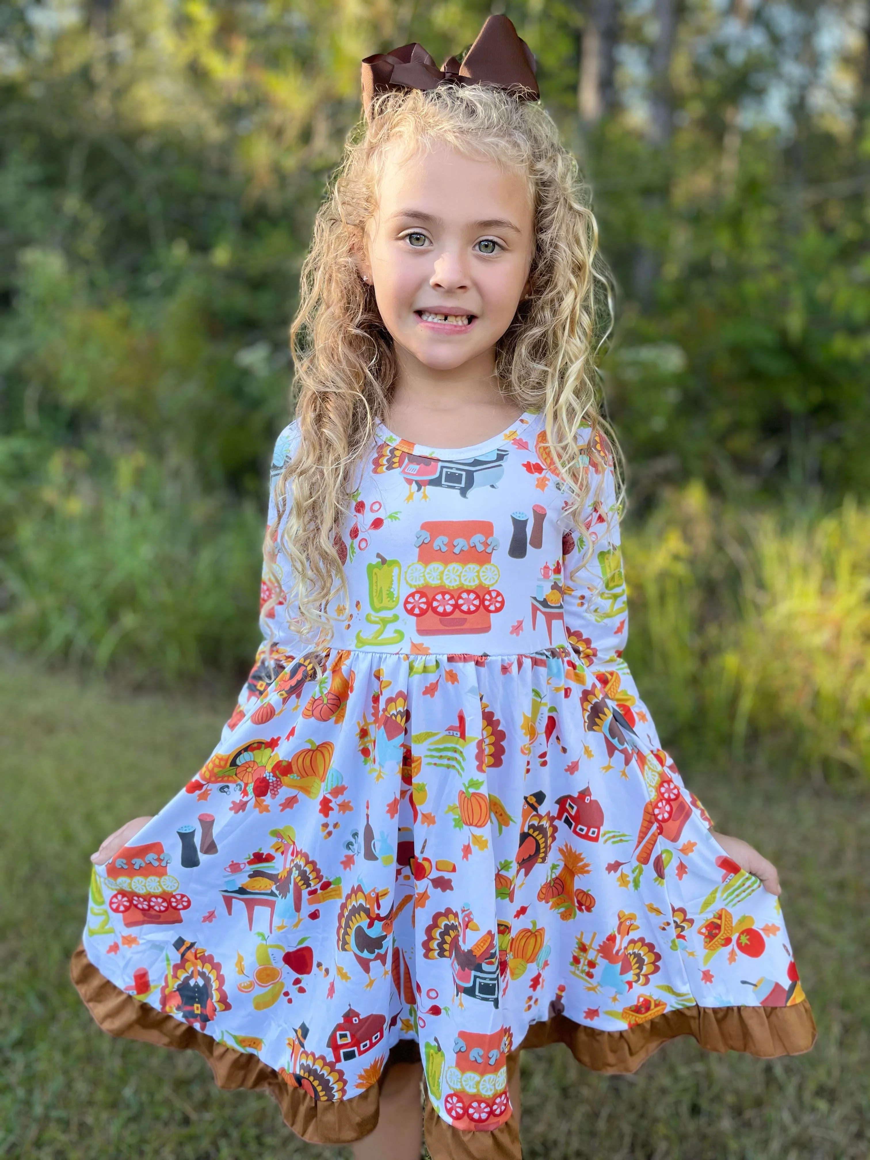 THANKSGIVING FEAST LONG SLEEVES DRESS