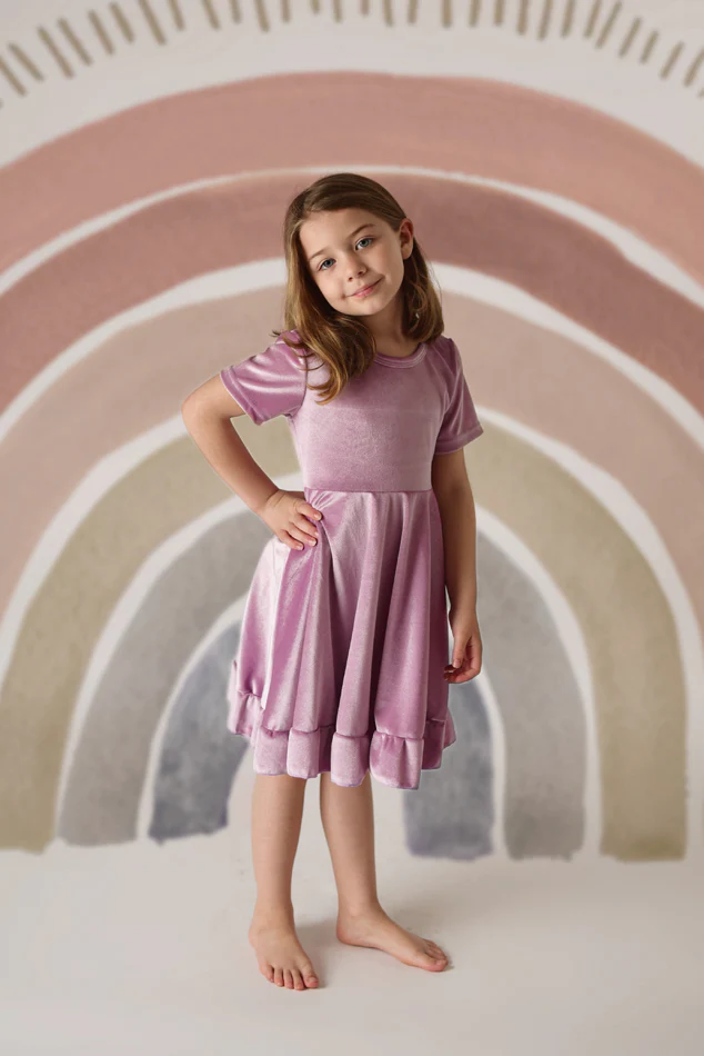 ELIZE LAVENDER WILDFLOWER TWIRL DRESS
