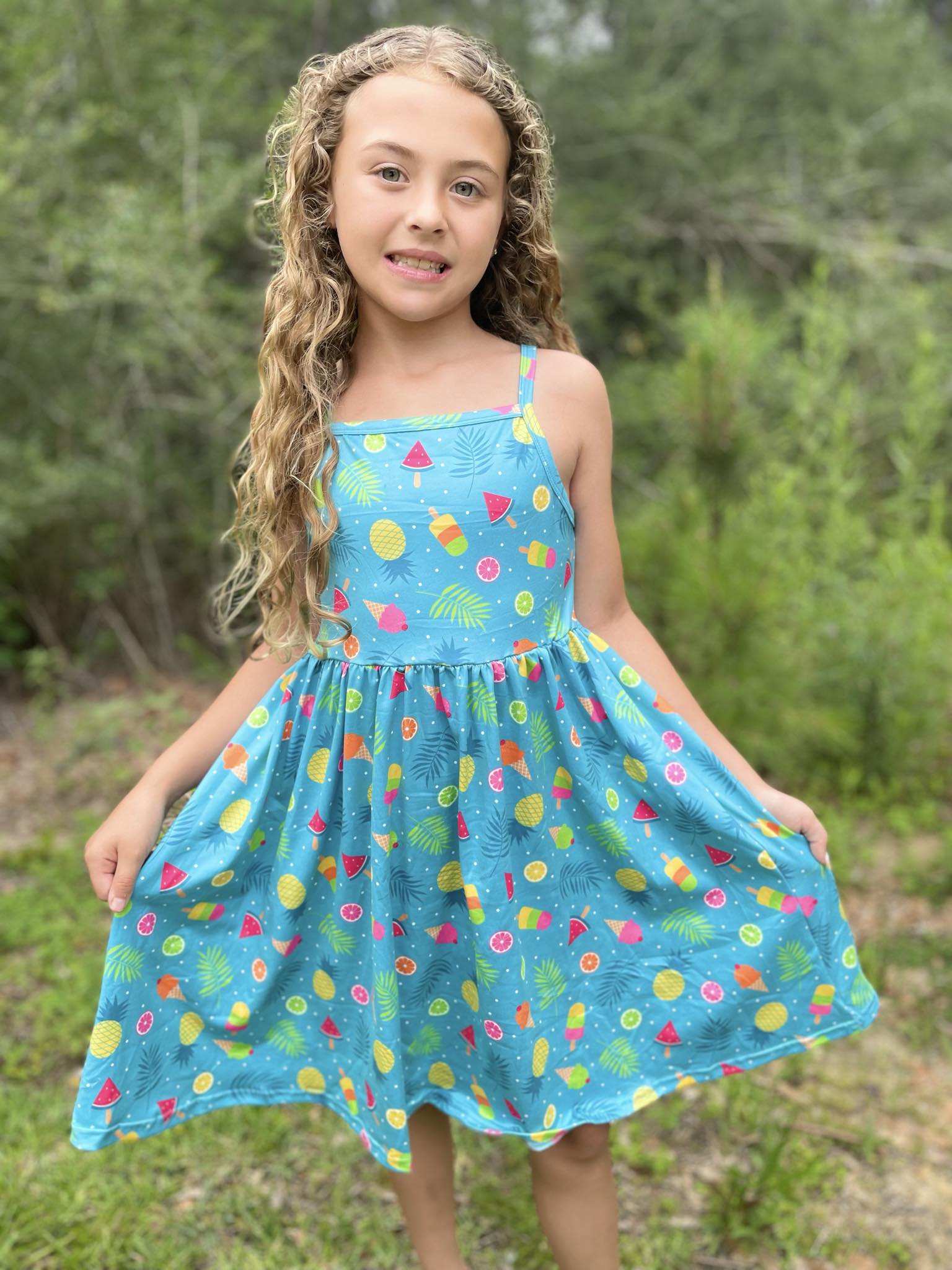 SUMMER FRUITS TANK TWIRL  DRESS