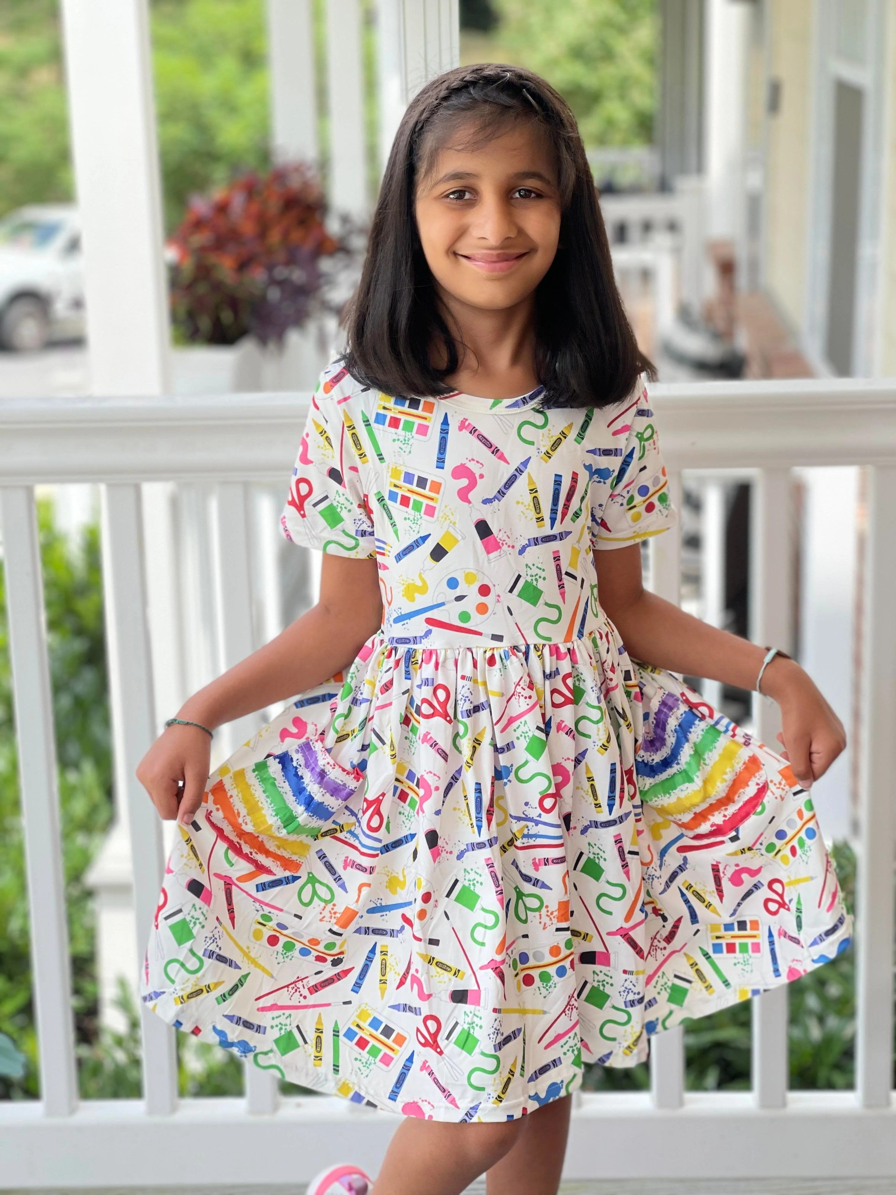 BACK TO SCHOOL ART SUPPLIES DRESS WITH POCKETS PRESALE