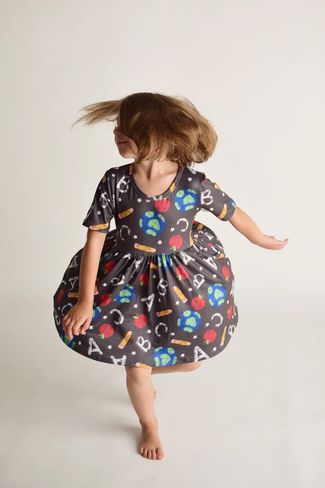 BACK TO SCHOOL CHALKBOARD DRESS WITH POCKETS