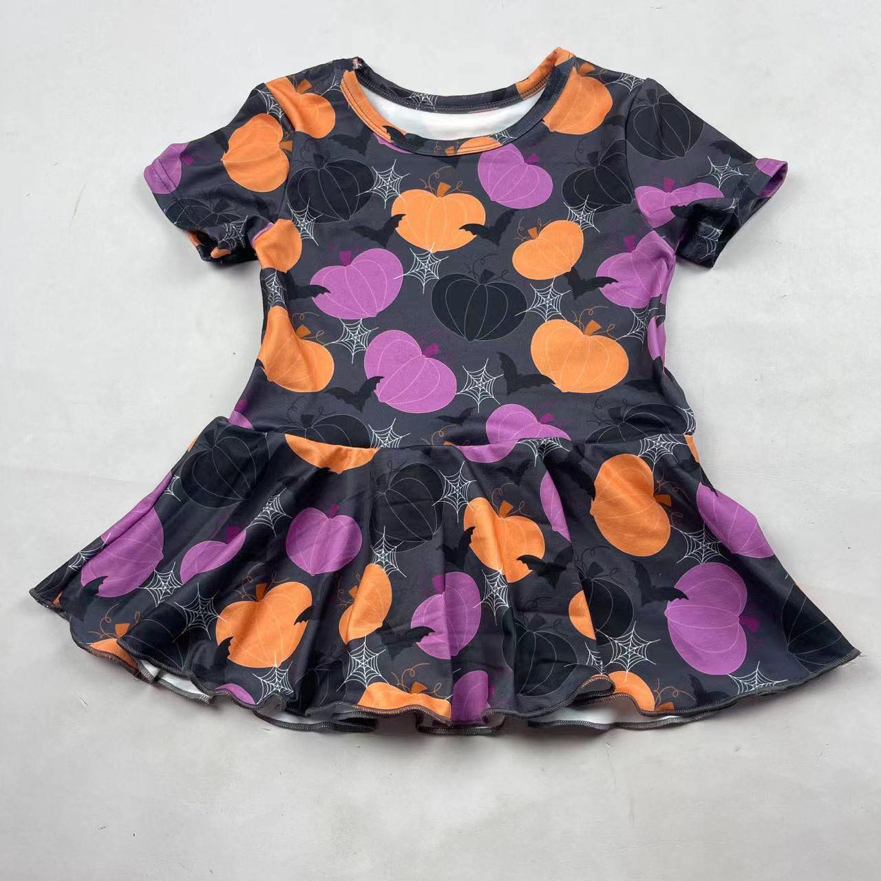 PURPLE PUMPKIN & BATS PEPLUM TOP